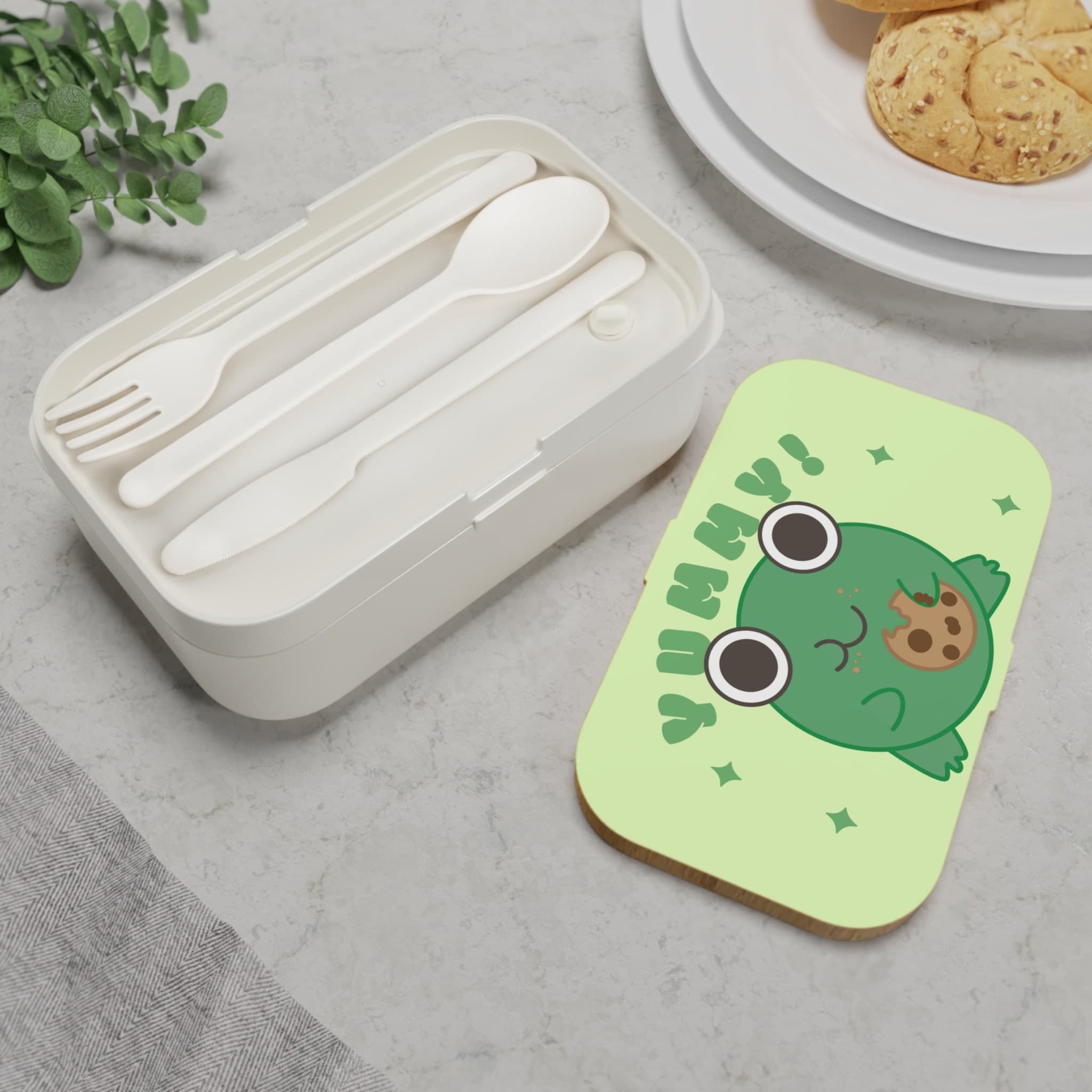 Frog Bento Box for Adults, Cute Green Adult Japanese Lunch, Wood, Wooden, Korean Food Bag - image 5