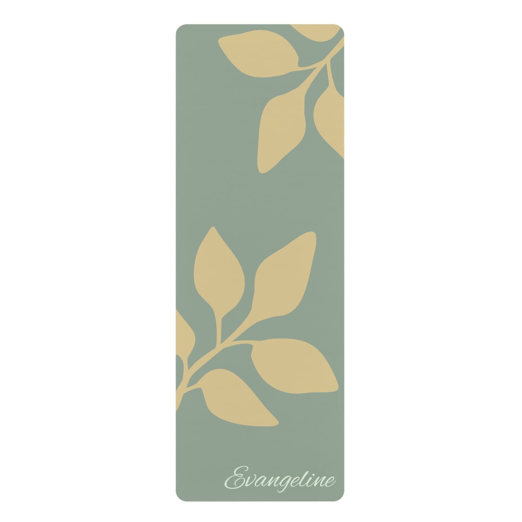 Custom Yoga Mat - Green rubber mat, customizable yoga, personalized exercise mat, botanical, jump, fitness, customized athletic mat - image 3