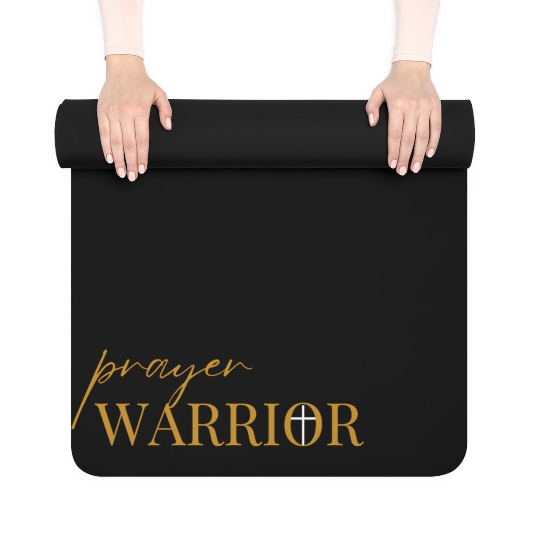 Prayer Mat, Custom Exercise Yoga Mat, "Prayer Warrior" Printed Christian Meditation Prayer Fitness, Muslim, Gift for Her, Yoga Accessories