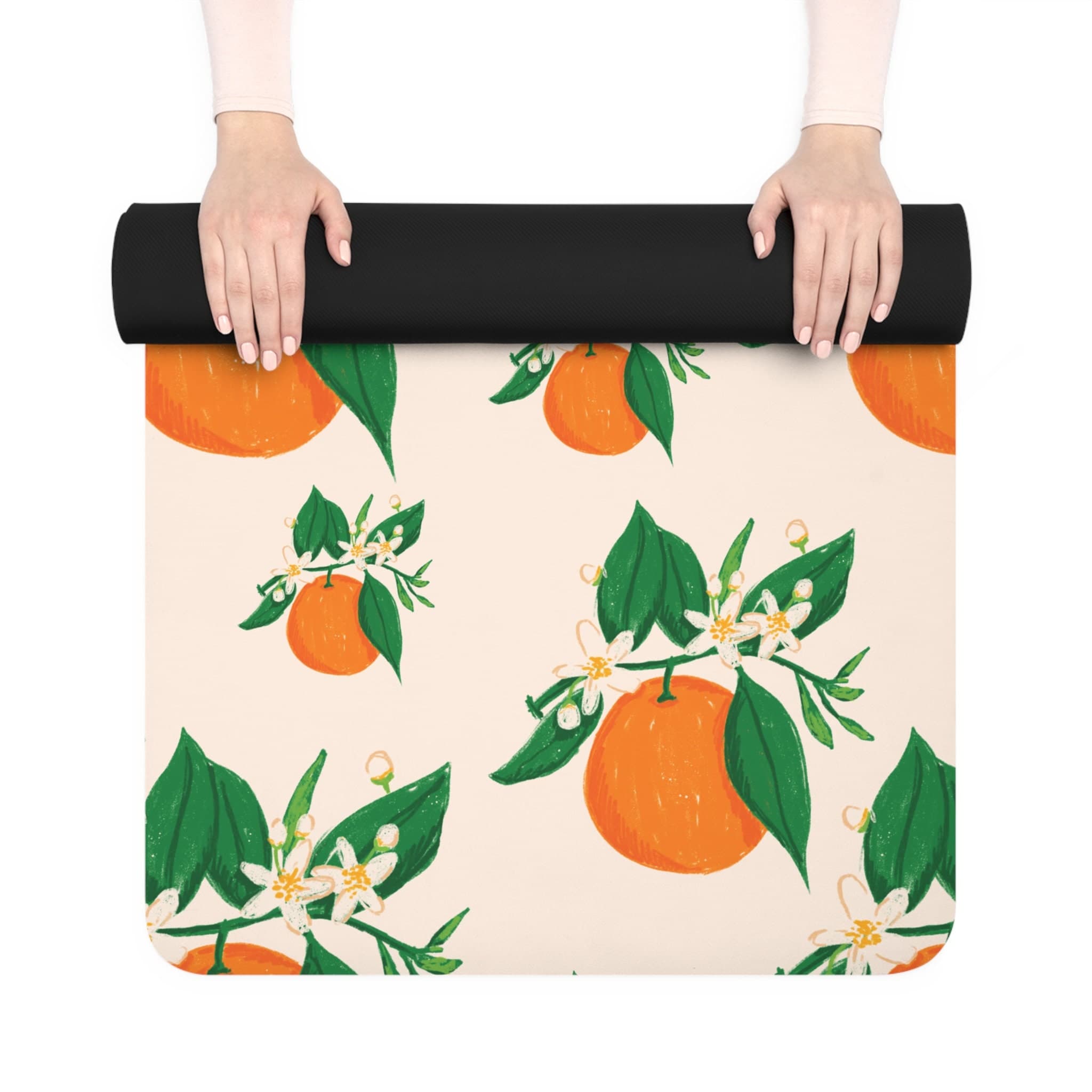 Orange Yoga Mat, Custom Boho Exercise Rubber Rug, Printed Meditation Prayer Fitness, Gifts for Her, Accessories, Cute, Pilates Gifts, Citrus - image 3