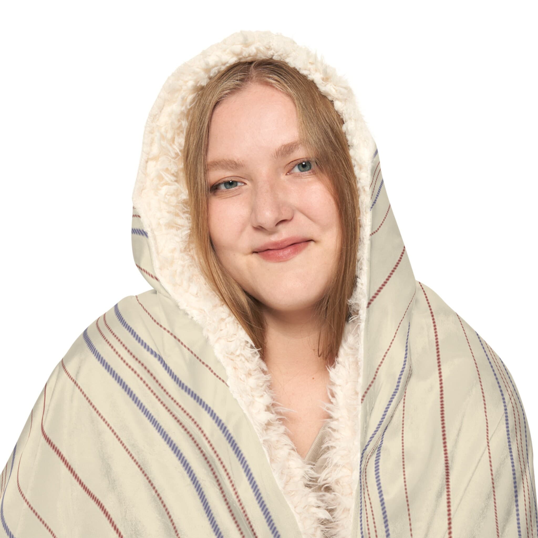 Striped Hooded Blanket, Oversized Blanket Hoodie, Sherpa Blanket, Fleece, Adult Cape, Wearable Snuggle Throw, Gift for her, Aztec, Camping - image 5