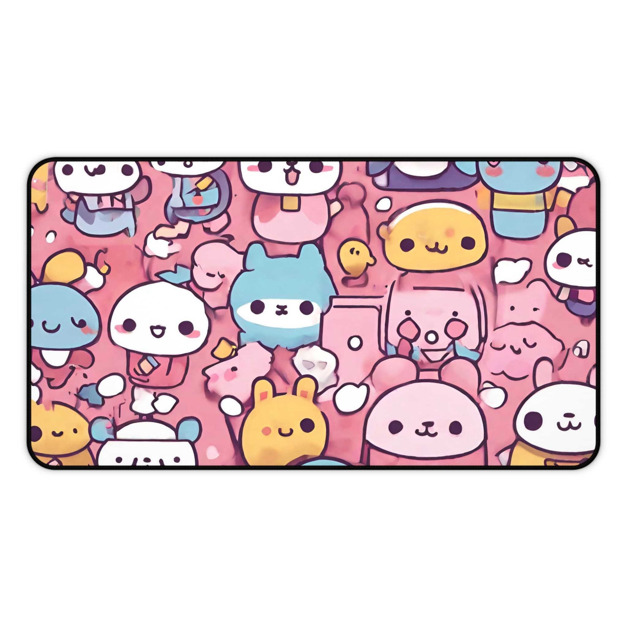 Kawaii Desk Mat, Cute Cat Pink Anime Aesthetic, Gaming, Green, Purple, large, xlarge