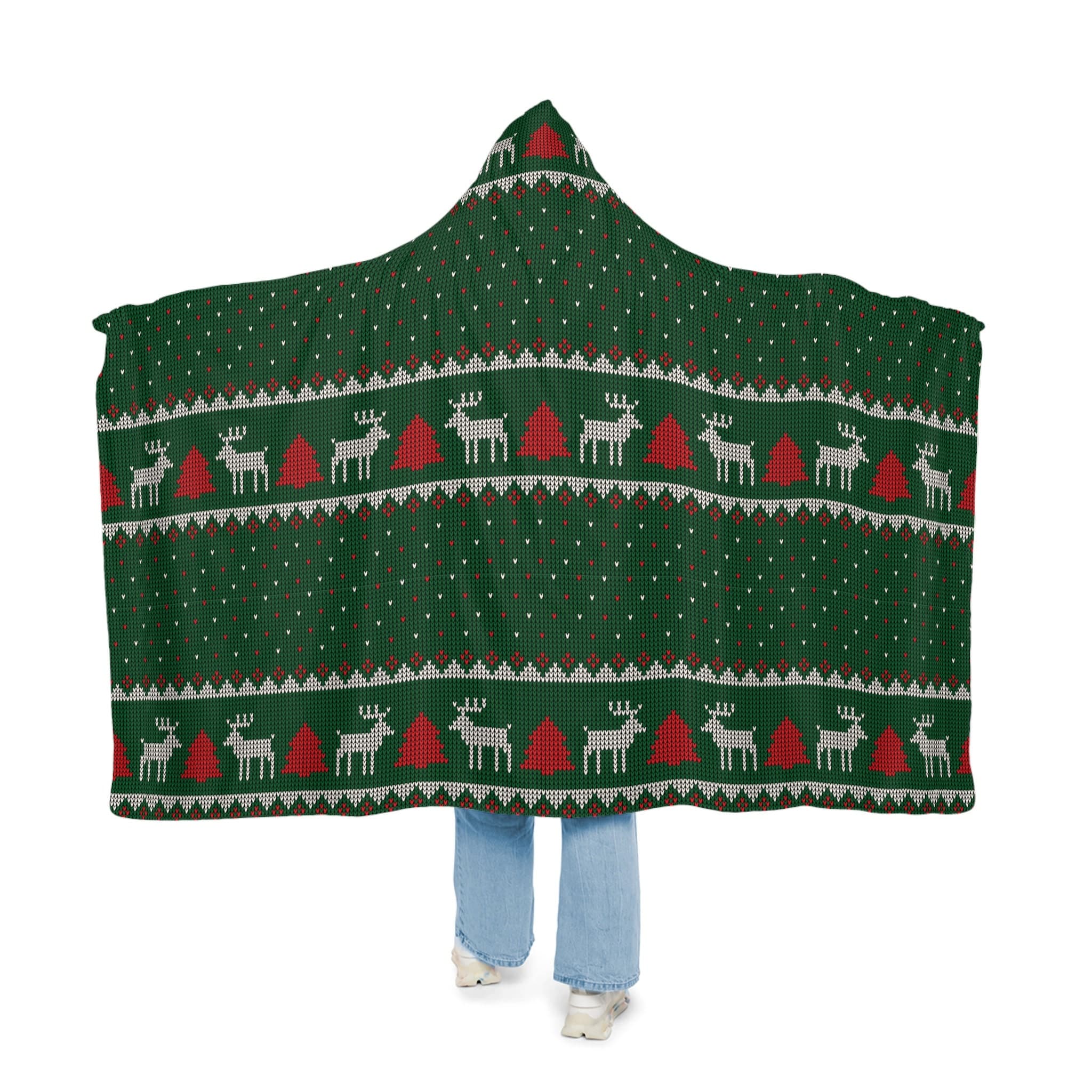 Reindeer Hooded Blanket, Oversized Blanket Hoodie, Sherpa, Fleece, Adult Cape, Wearable Snuggle Throw, Gift for her, Classic Christmas