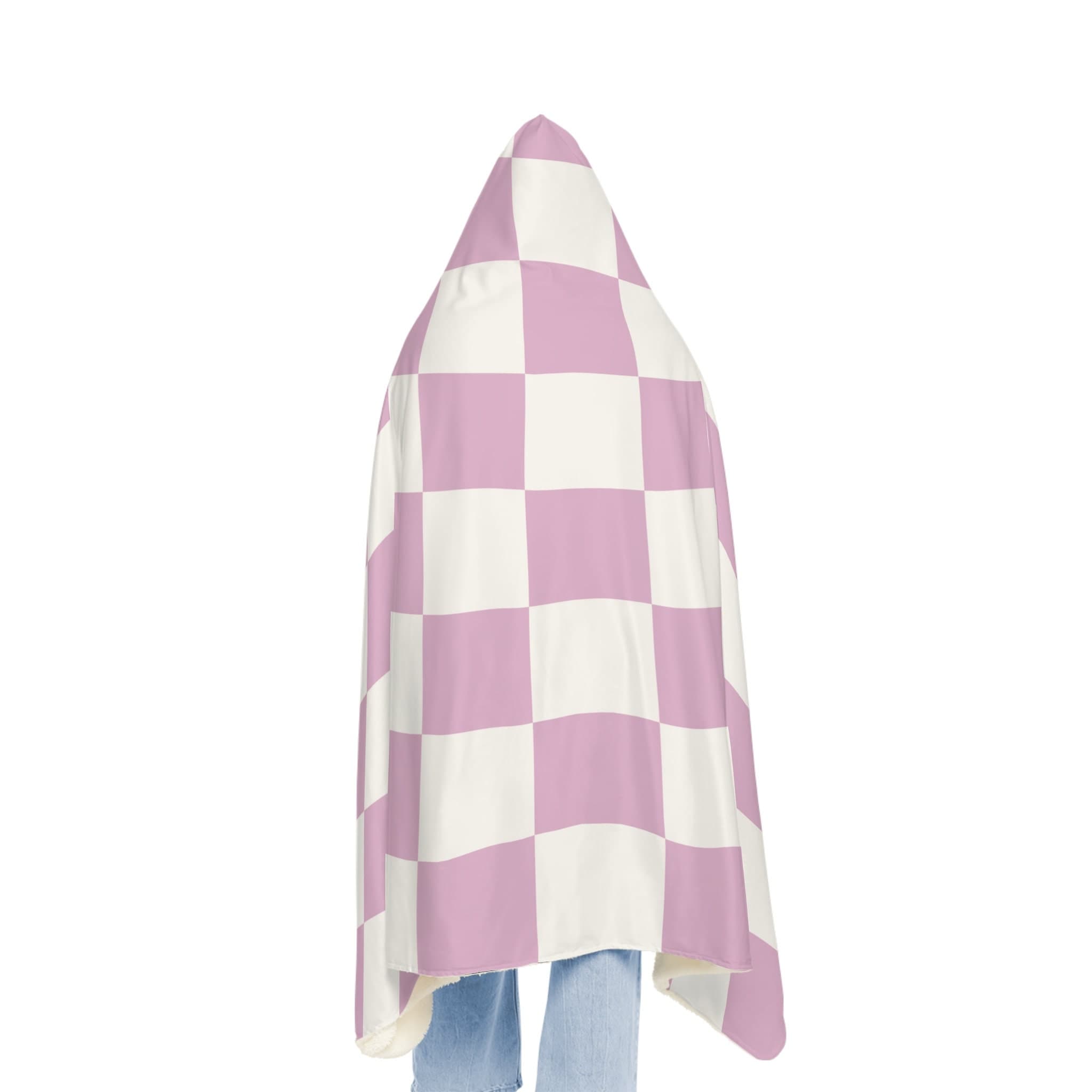 Purple Checkered Hooded Blanket, Oversized Blanket Hoodie, Sherpa, Fleece, Adult Cape, Wearable Snuggle Throw, Gift for her, Christmas - image 4