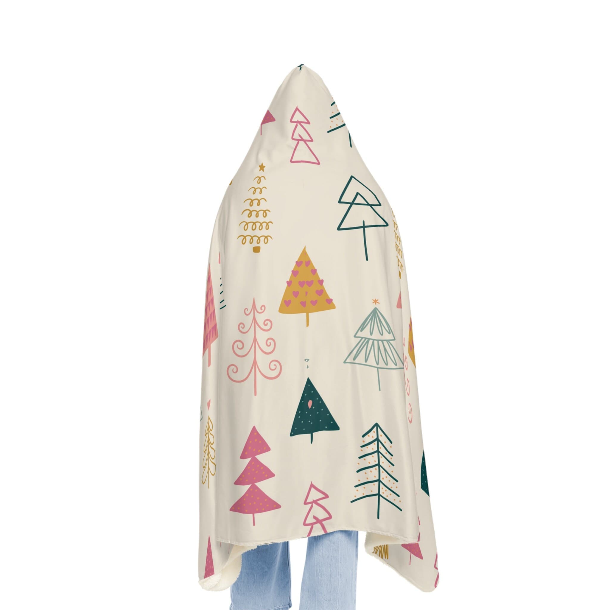 Pink Tree Hooded Blanket, Oversized Blanket Hoodie, Sherpa, Fleece, Adult Cape, Wearable Snuggle Throw, Gift for her, Christmas, Camping - image 4