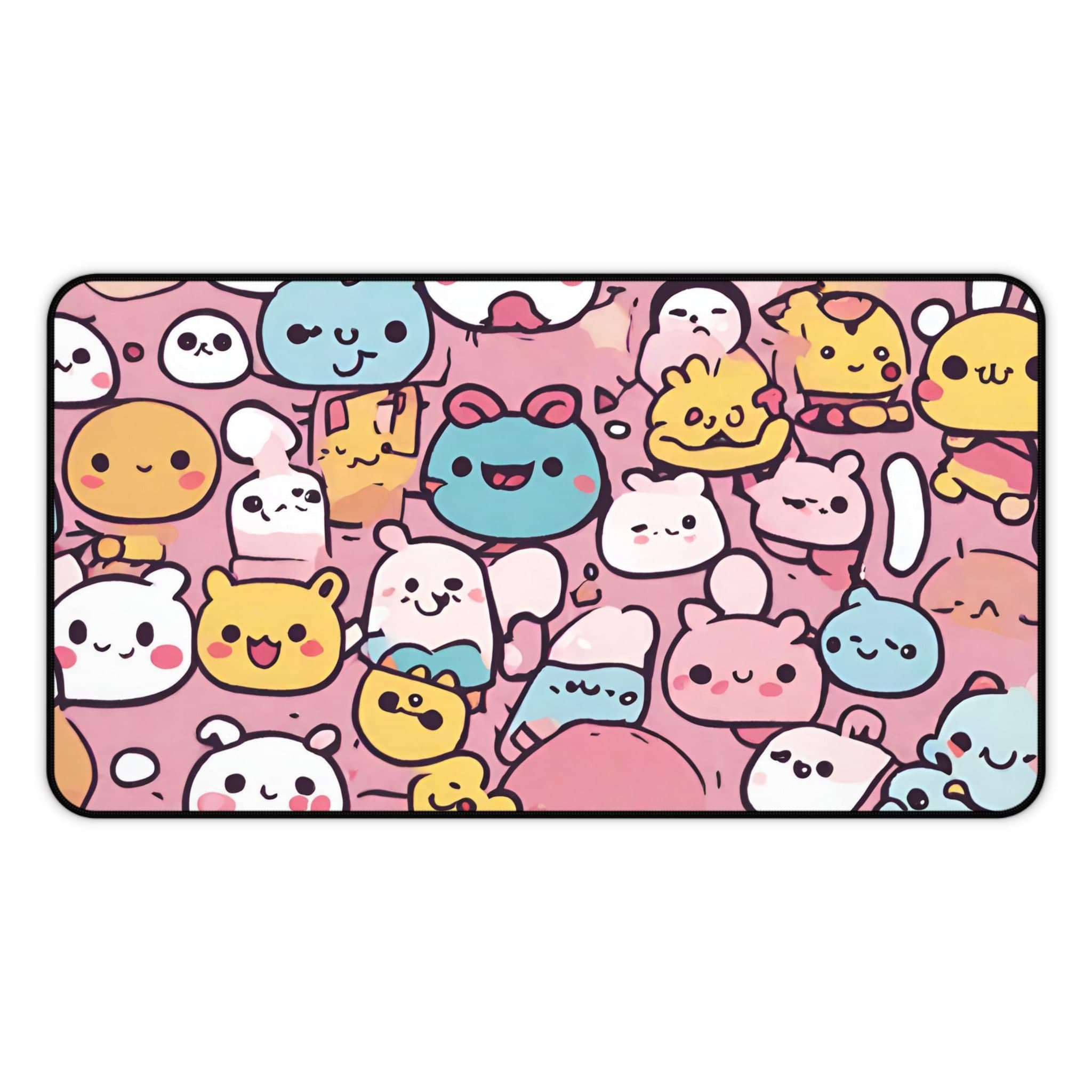 Kawaii Desk Mat, Cute Cat Pink Anime Aesthetic, Gaming, Green, Purple, Large XL