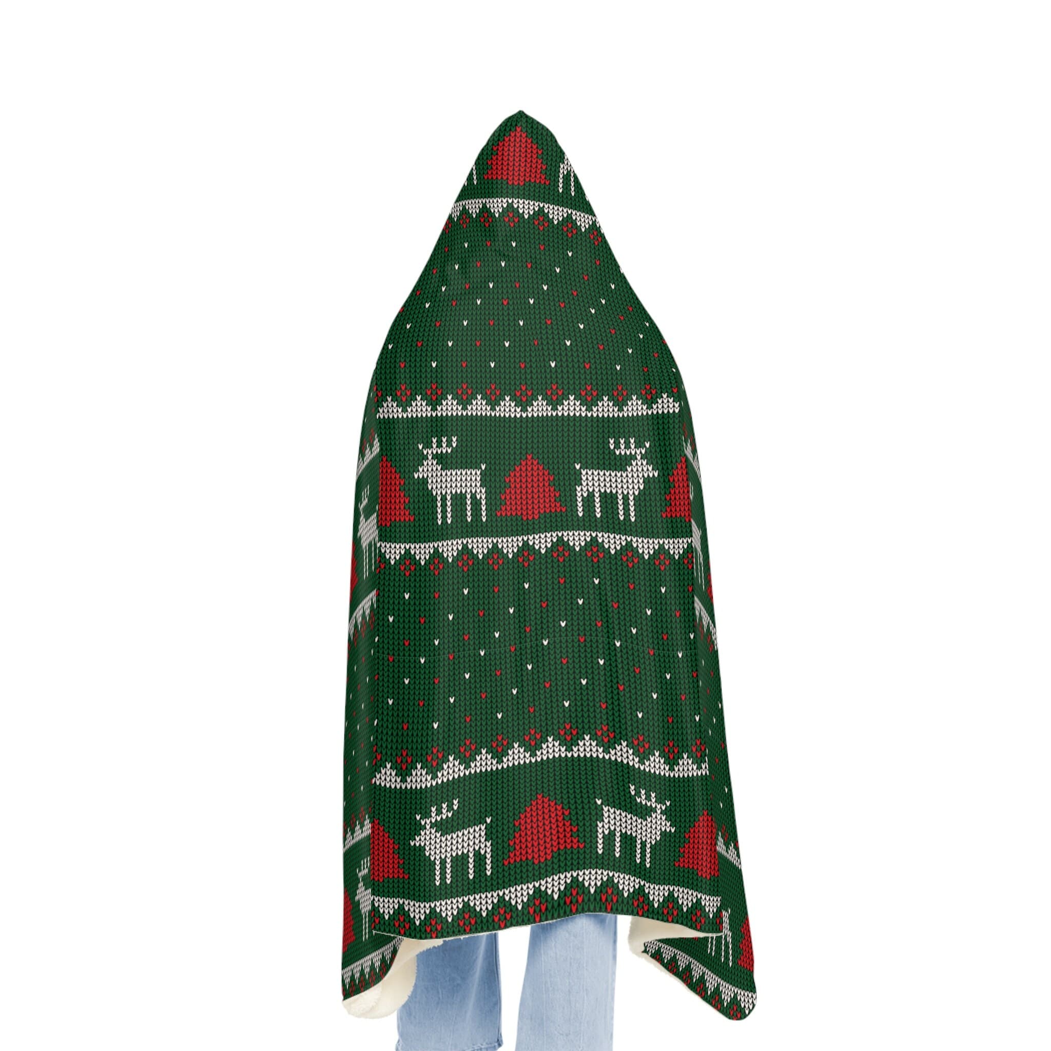 Reindeer Hooded Blanket, Oversized Blanket Hoodie, Sherpa, Fleece, Adult Cape, Wearable Snuggle Throw, Gift for her, Classic Christmas - image 4