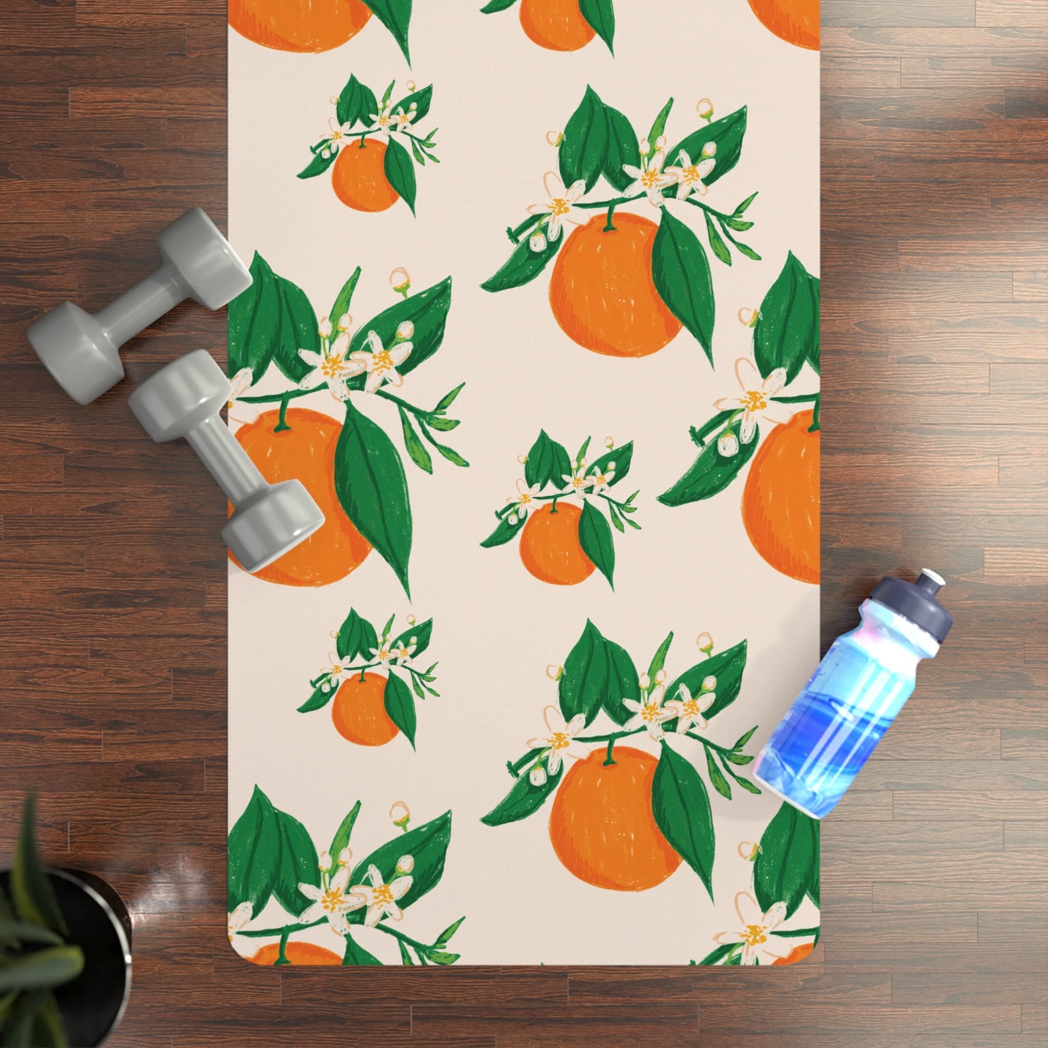 Orange Yoga Mat, Custom Boho Exercise Rubber Rug, Printed Meditation Prayer Fitness, Gifts for Her, Accessories, Cute, Pilates Gifts, Citrus