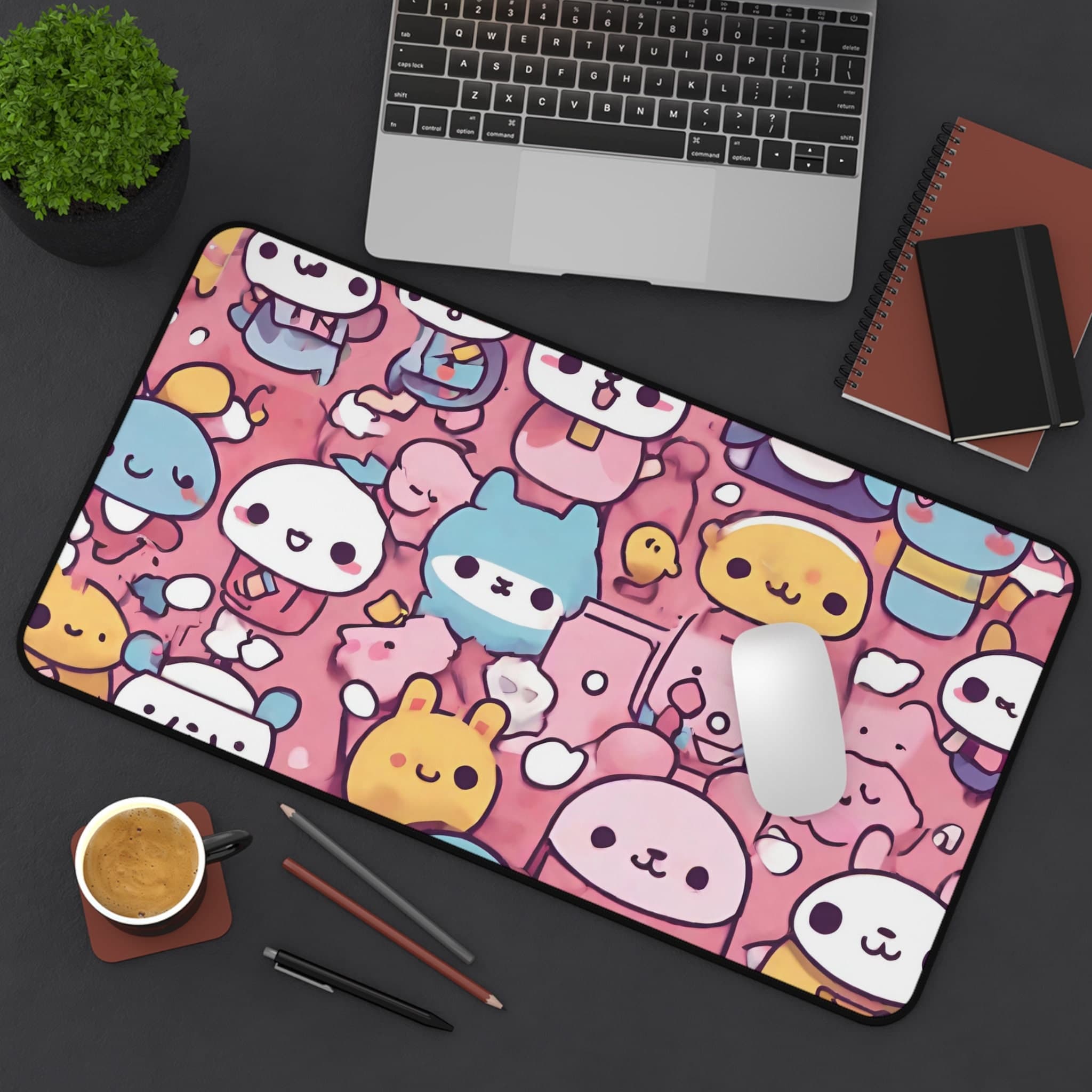 Kawaii Desk Mat, Cute Cat Pink Anime Aesthetic, Gaming, Green, Purple, large, xlarge - image 4