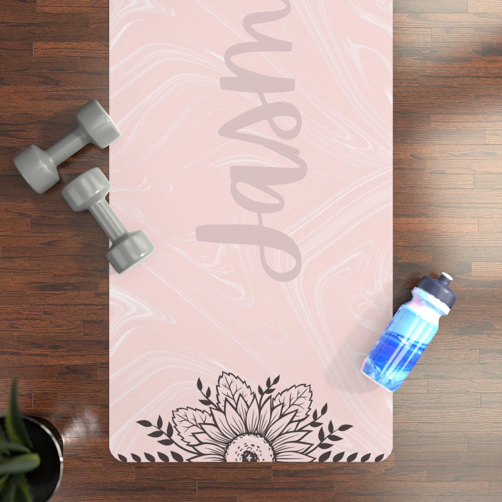 Personalized Yoga Mat, Custom Exercise Mat, Printed Meditation Prayer Fitness, Gift for Her, Yoga Accessories, Pink Pilates Gifts