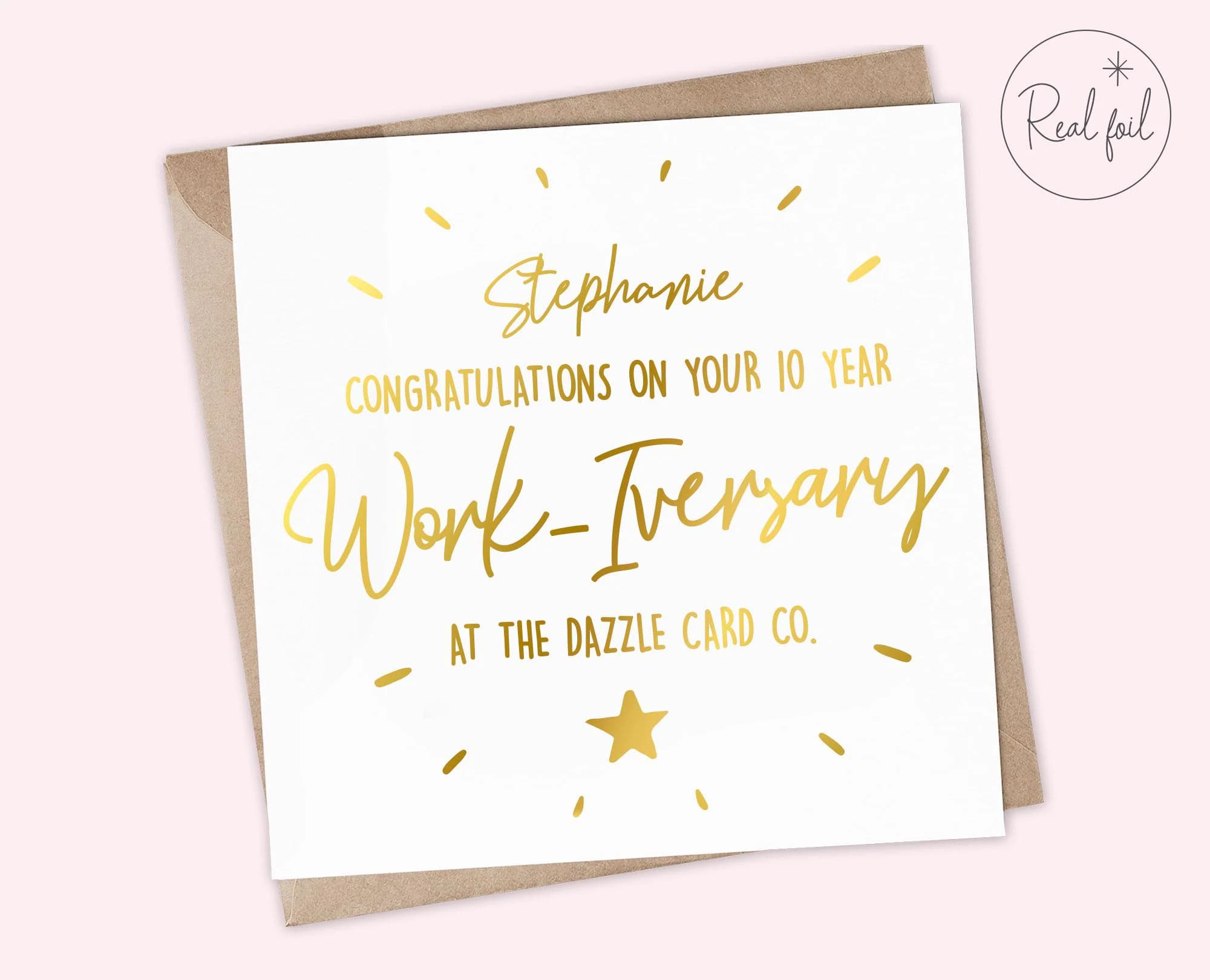 Personalised Work Anniversary Card, Colleague Work-Iversary Card, Colleague Celebration Card, Boss Card, Employee Milestone Card, Keepsake