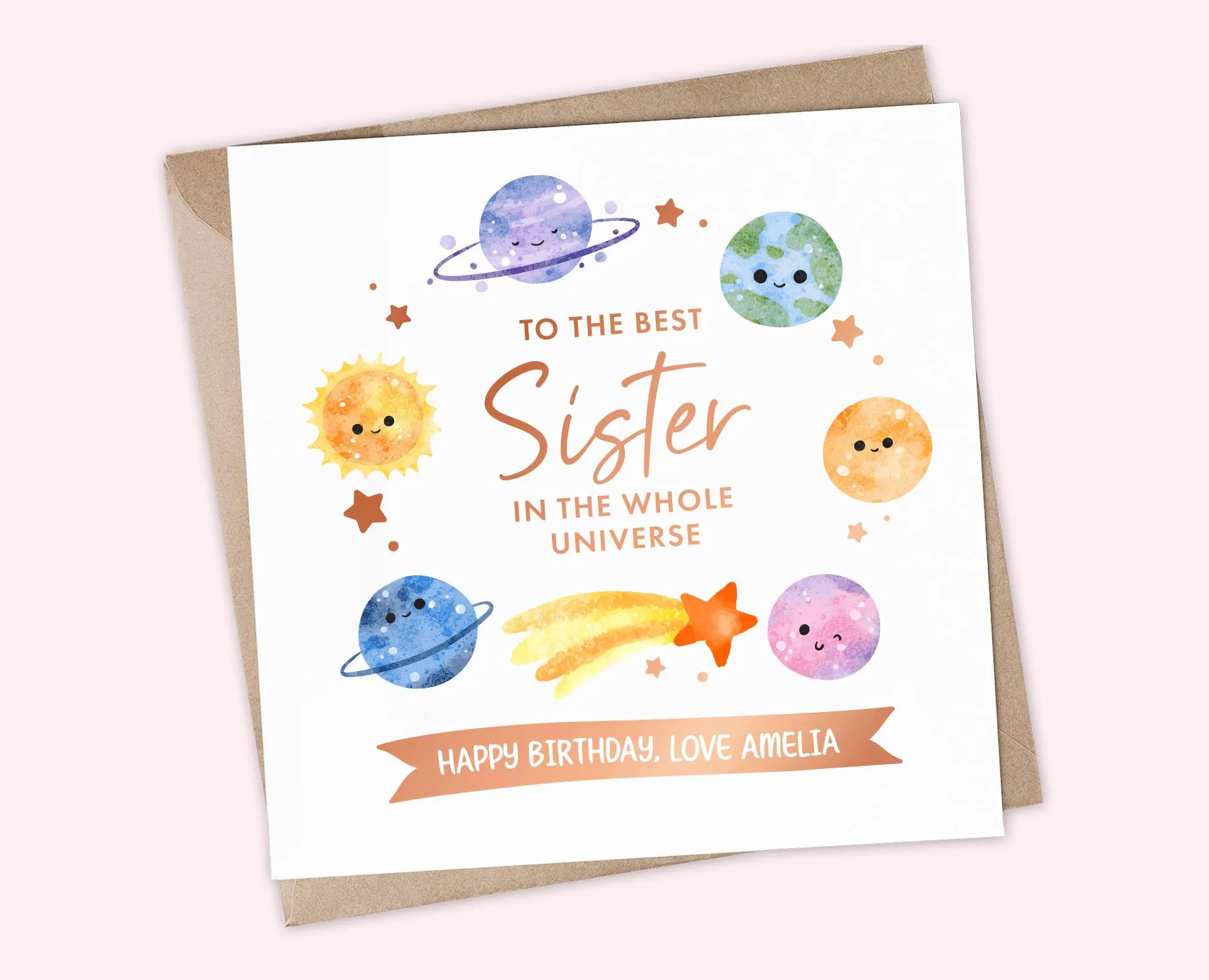 Personalised Sister Birthday Card, Best Sister in the Whole Universe Card, Custom Space Birthday Card Sister, Card from Sibling, Best Sister - image 4
