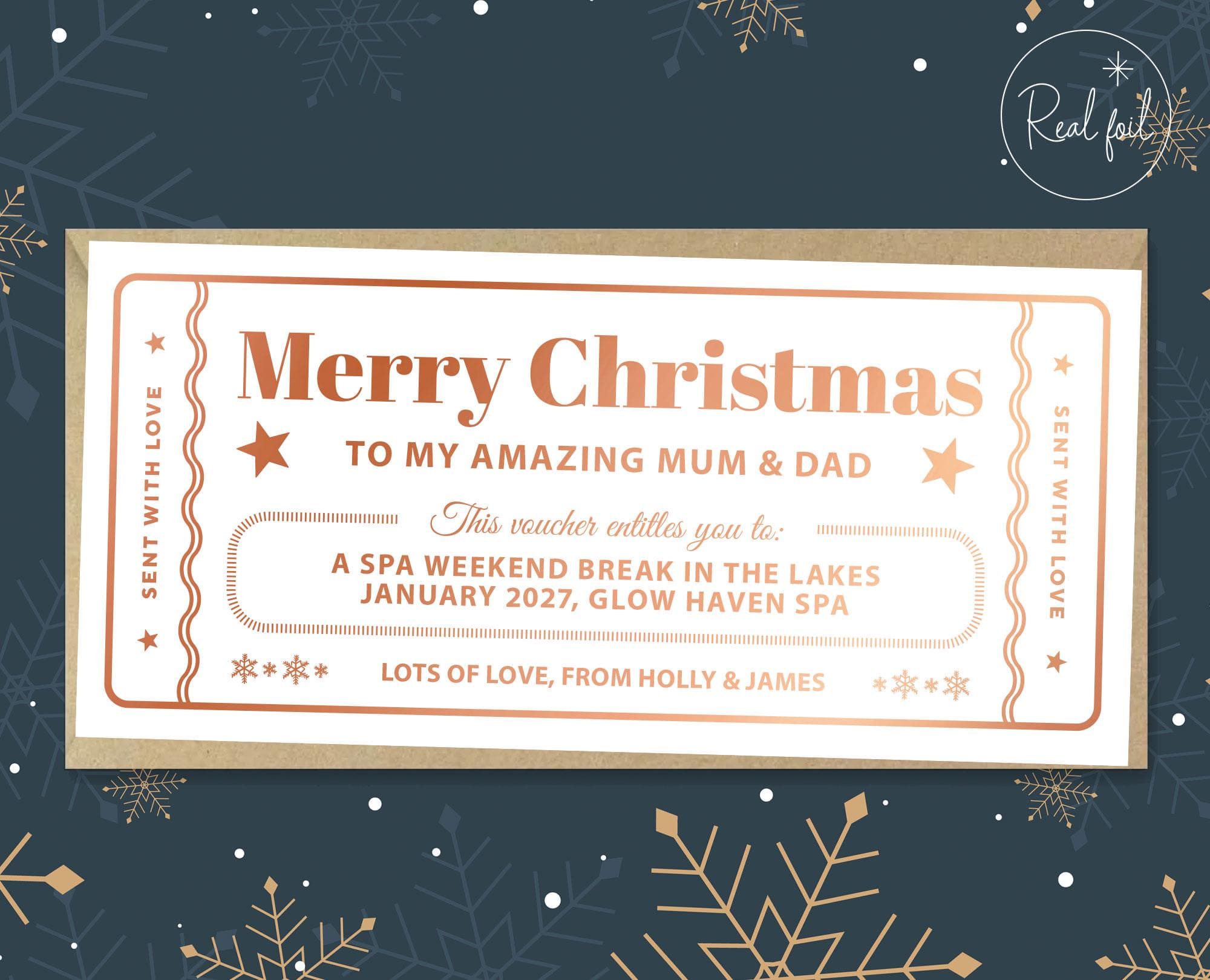 Christmas Gift Voucher, Golden Ticket, Personalised Ticket, Christmas Voucher, Surprise Holiday, Personalised Gift, Christmas Present - image 4