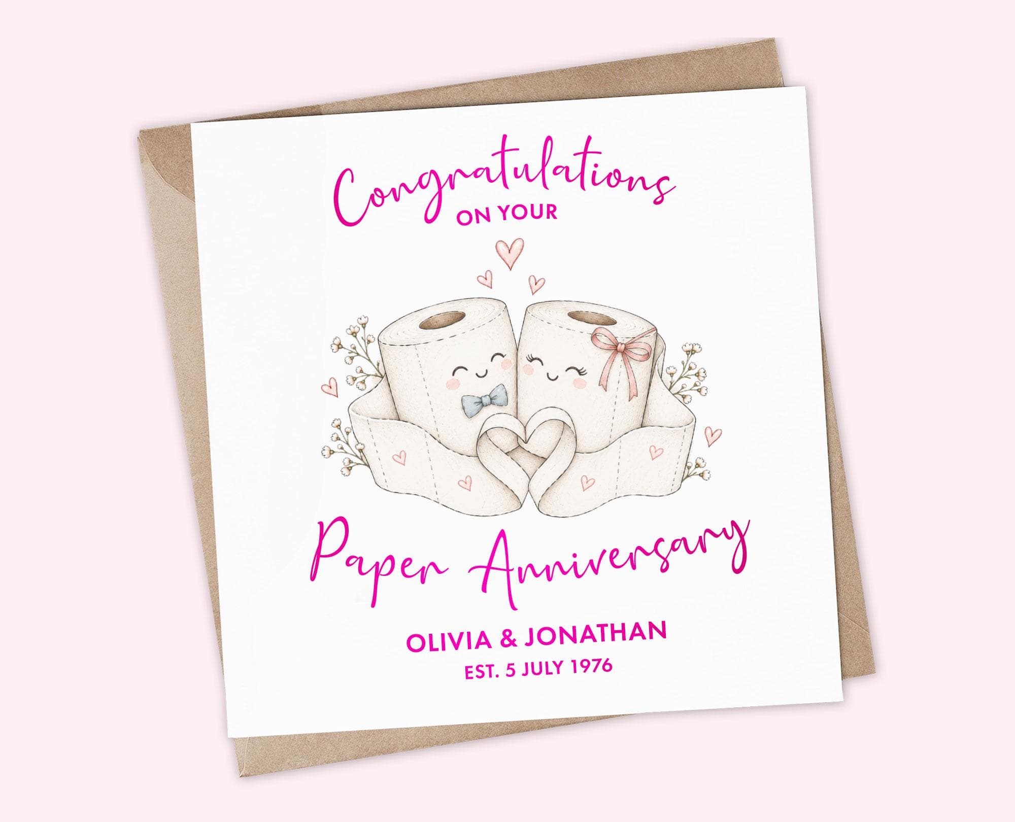 Personalised 1st Anniversary Card, Paper Anniversary Card for Couple, First Wedding Anniversary Card, Funny Anniversary Card, Friends Family - image 3