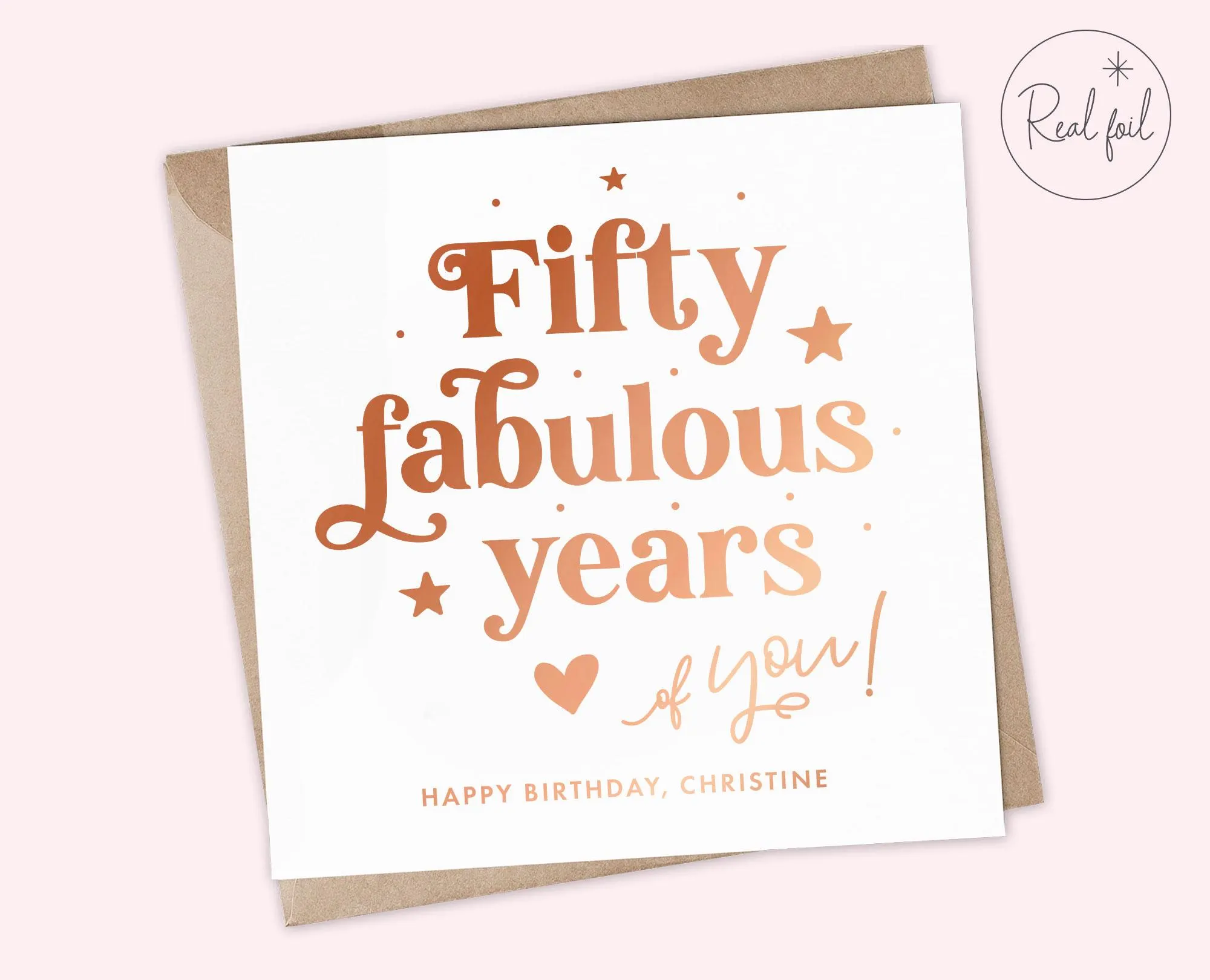 Fabulous 50th Birthday Card, 50th Friend Card, 50th Birthday Card For Friend, Personalised 50th Birthday Card, Fifty and Fabulous Card, Foil - image 5