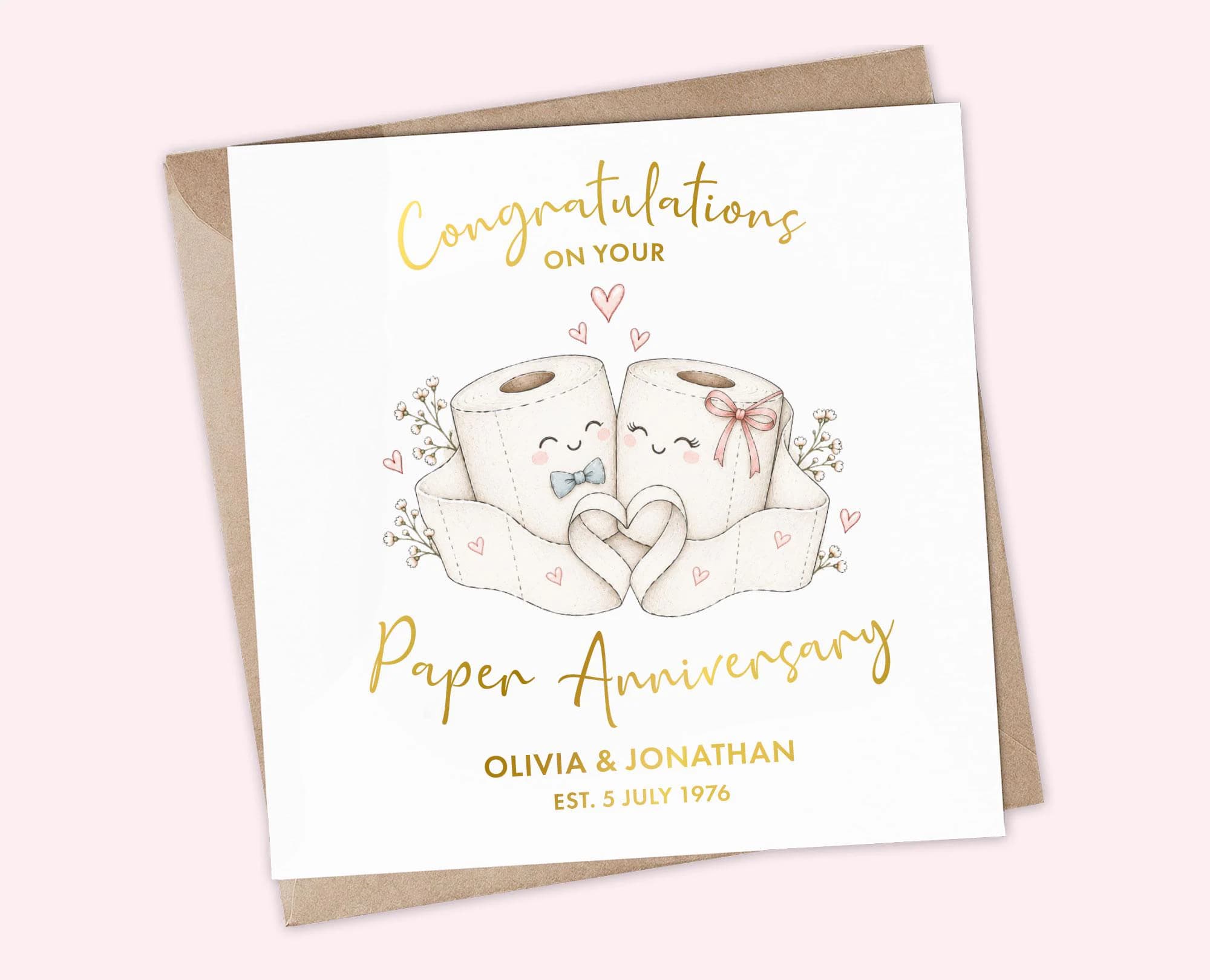 Personalised 1st Anniversary Card, Paper Anniversary Card for Couple, First Wedding Anniversary Card, Funny Anniversary Card, Friends Family