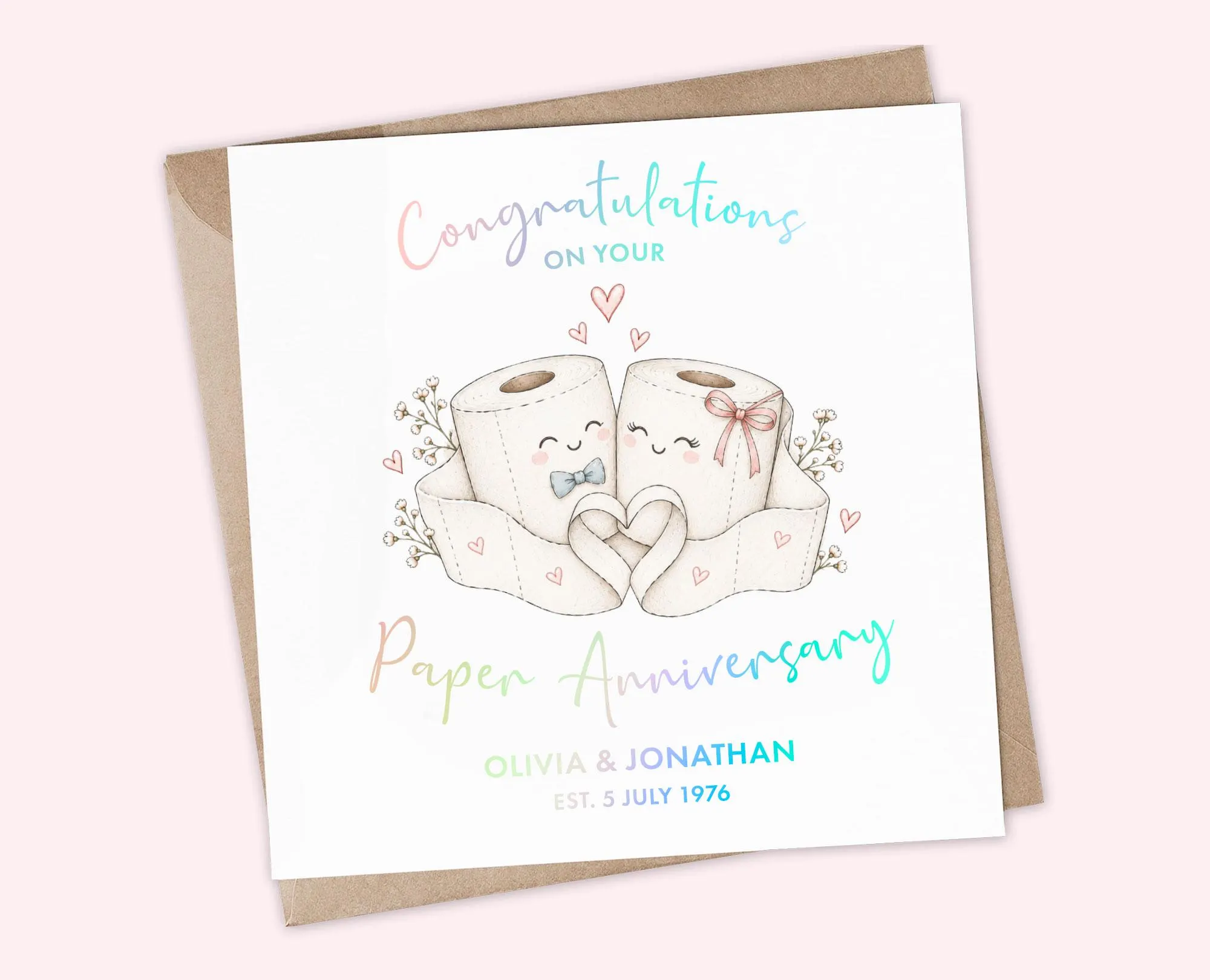 Personalised 1st Anniversary Card, Paper Anniversary Card for Couple, First Wedding Anniversary Card, Funny Anniversary Card, Friends Family - image 2