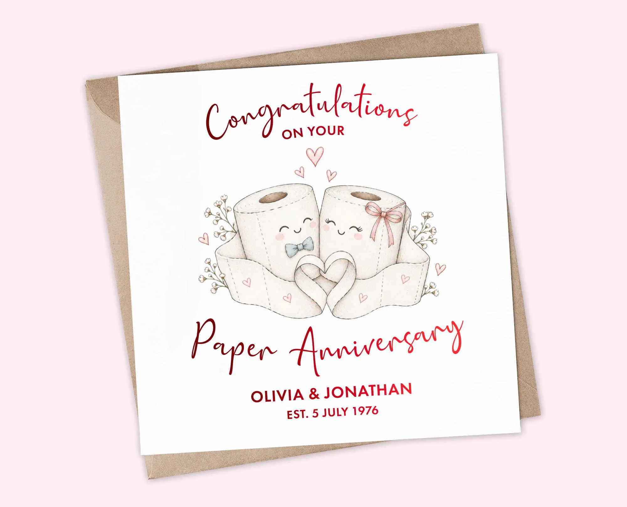 Personalised 1st Anniversary Card, Paper Anniversary Card for Couple, First Wedding Anniversary Card, Funny Anniversary Card, Friends Family - image 4