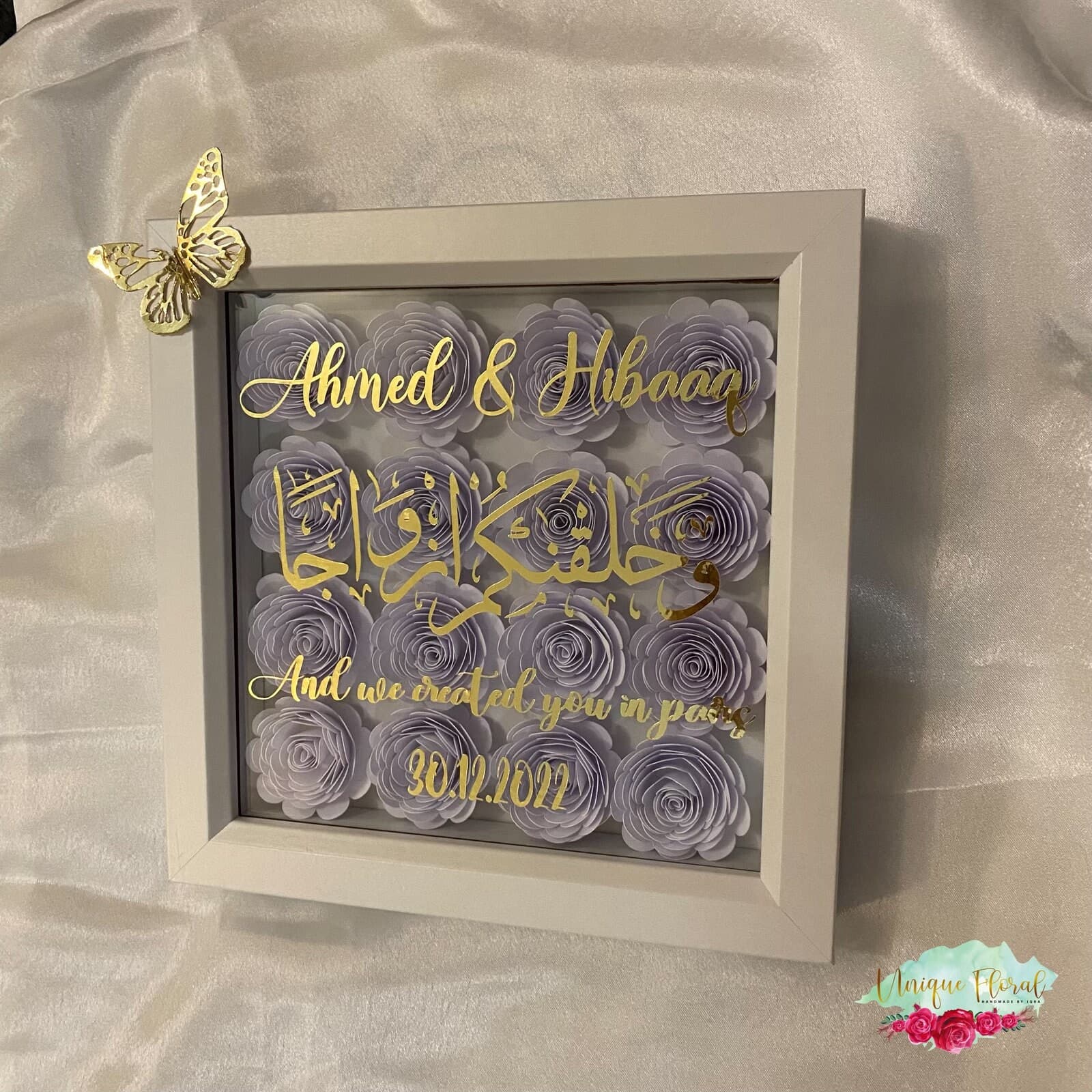 Nikkah Rose Frame | Flower Wall Personalised Gifts | Home Decor | Gifts | Shadow Box |Wedding Gifts | Nikkah - image 3