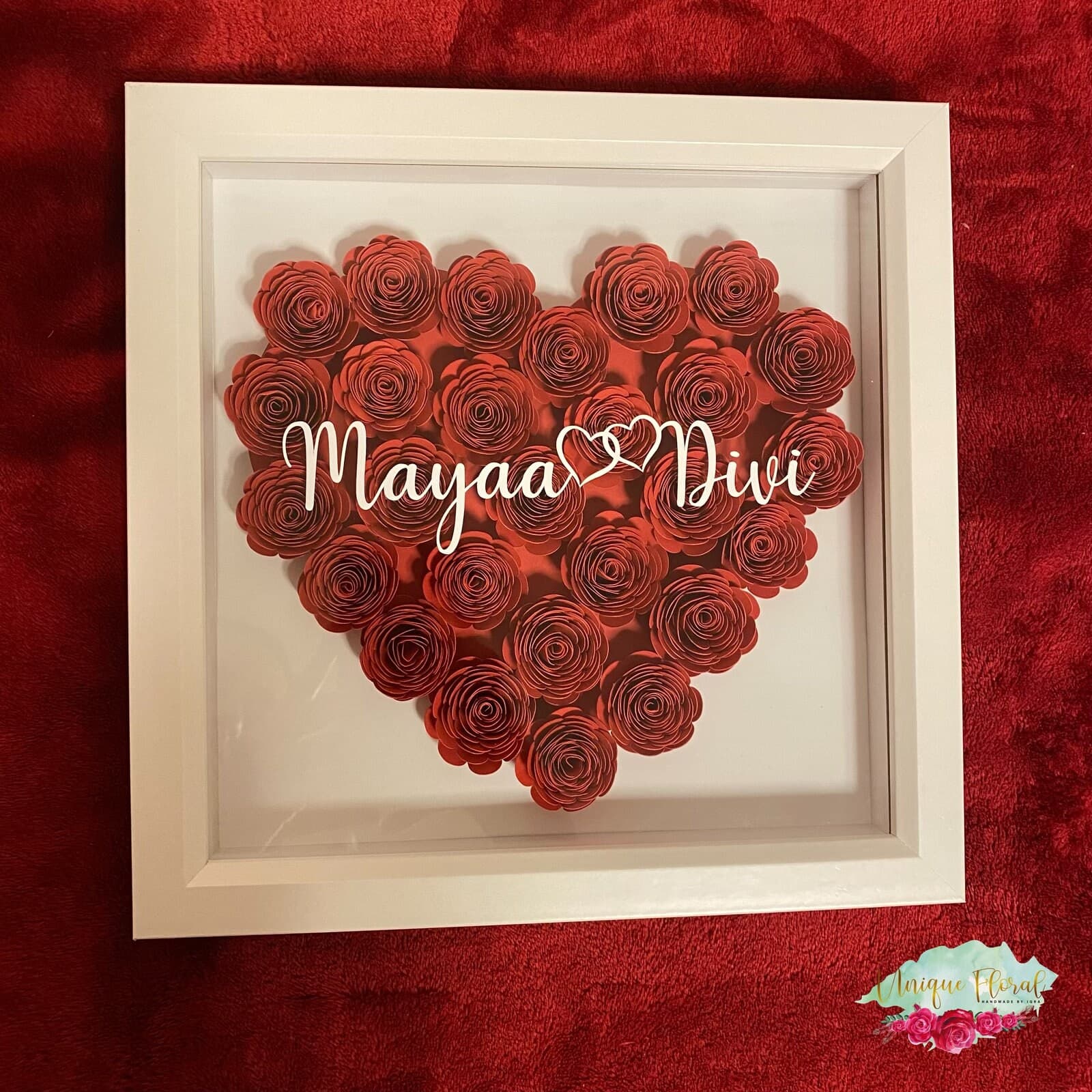 Heart Shaped Rose Frame | Flower Wall Personalised Gifts | Home Decor | Gifts | Shadow Box |Wedding Gifts | Nikkah | Love | Valentines day - image 4