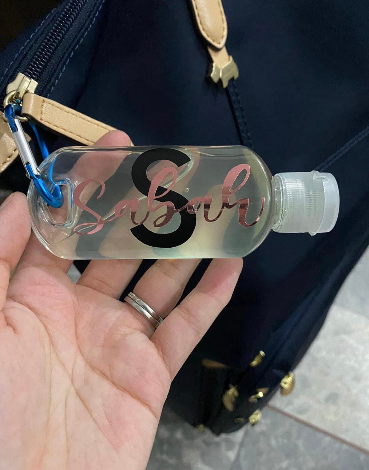 Personalised Empty Sanitiser Bottle | Bottle with Clip| Hand Gel| Back to School | Custom Gift | Bridesmaid Proposal - image 5
