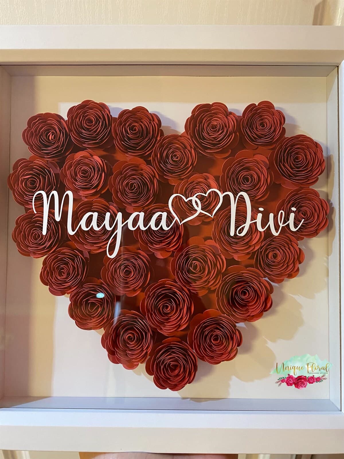 Heart Shaped Rose Frame | Flower Wall Personalised Gifts | Home Decor | Gifts | Shadow Box |Wedding Gifts | Nikkah | Love | Valentines day - image 3