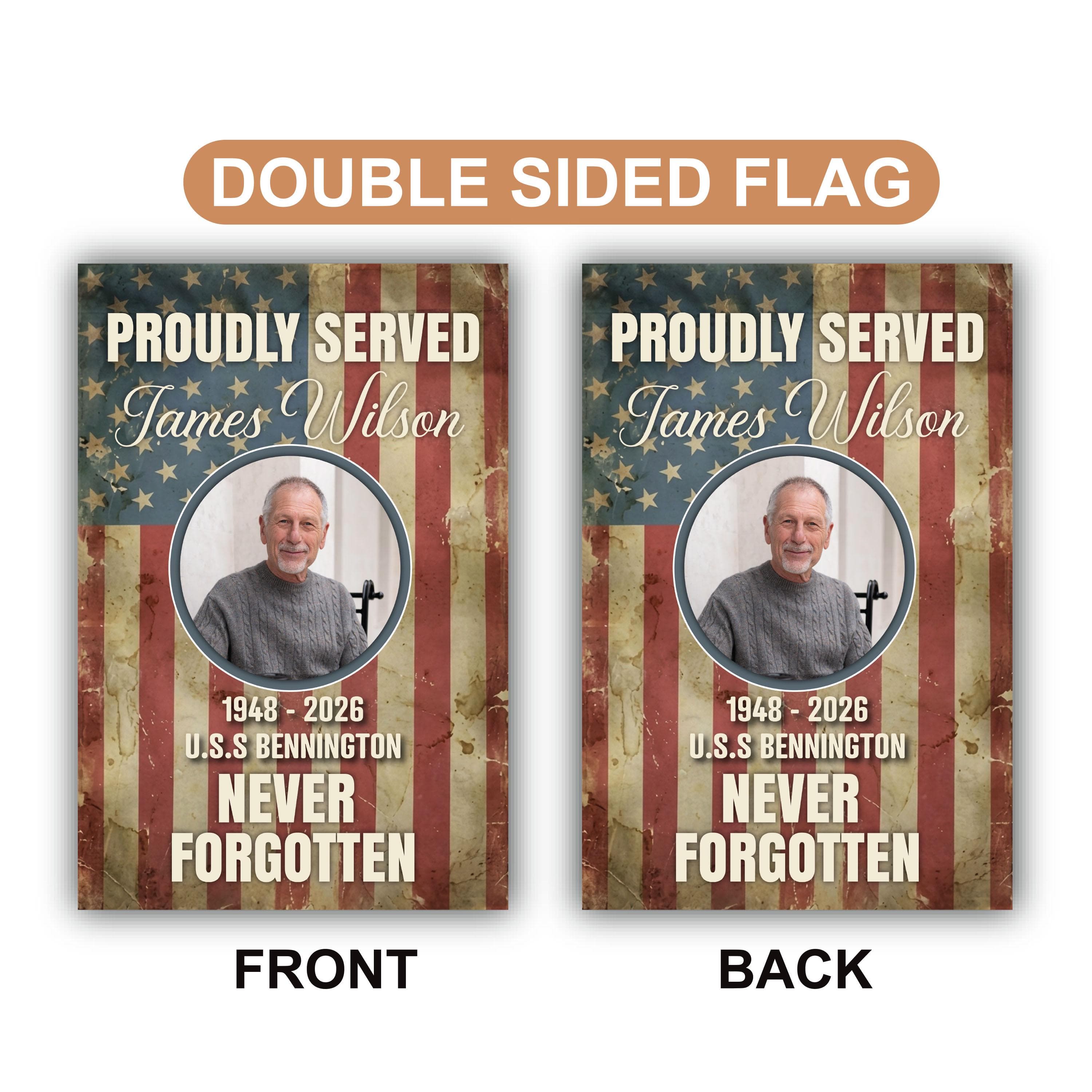 Personalized Veteran Memorial Garden Flag, 12x18 Double Sided Outdoor Decor, Custom Memorial Flag, Military Photo Tribute, Sympathy Gift - image 3