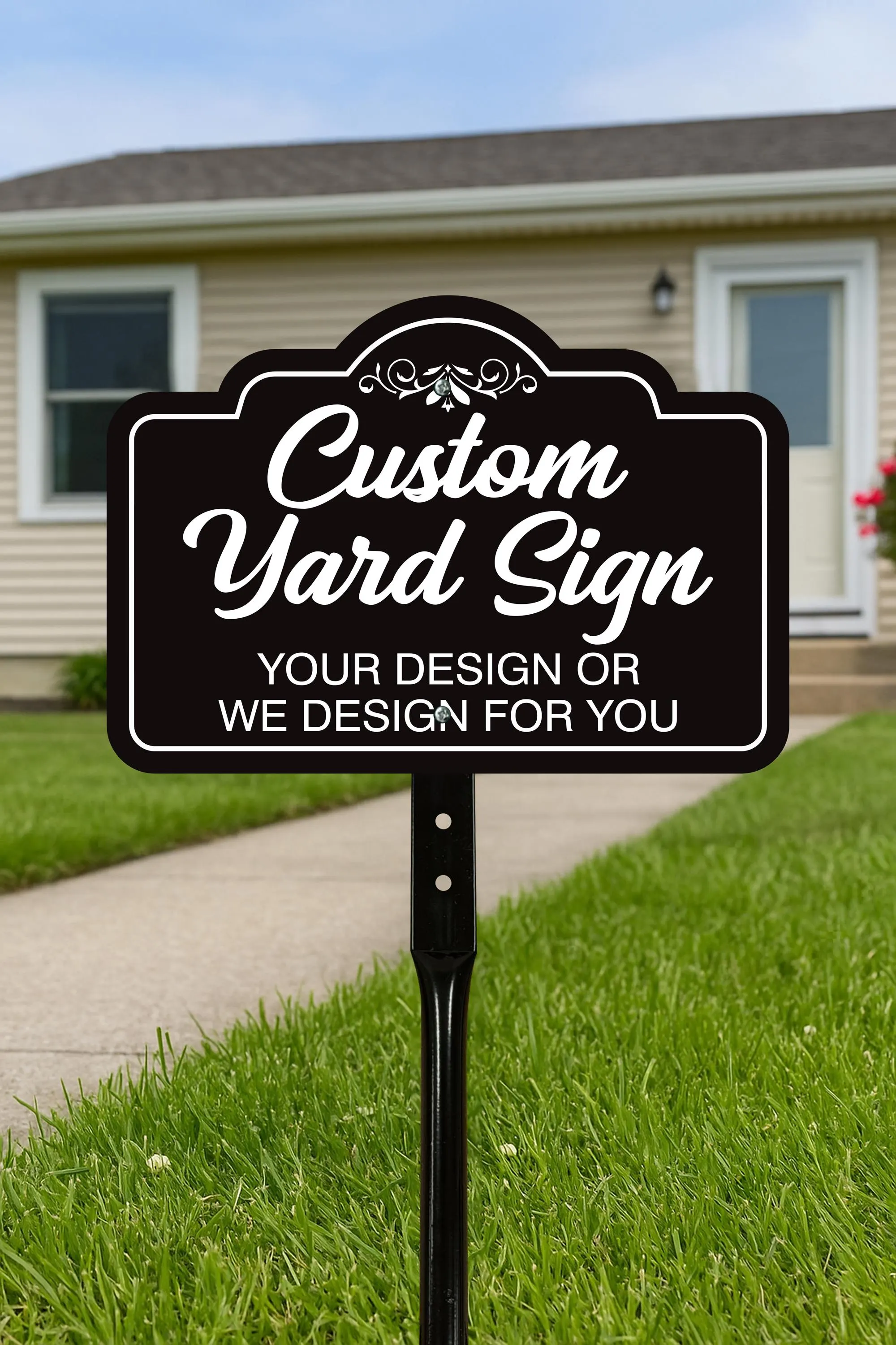 Custom Aluminum Yard Sign with 16" Stake, Personalized Metal Outdoor Sign, Fully Customizable Lawn Marker for Home, Business, Events