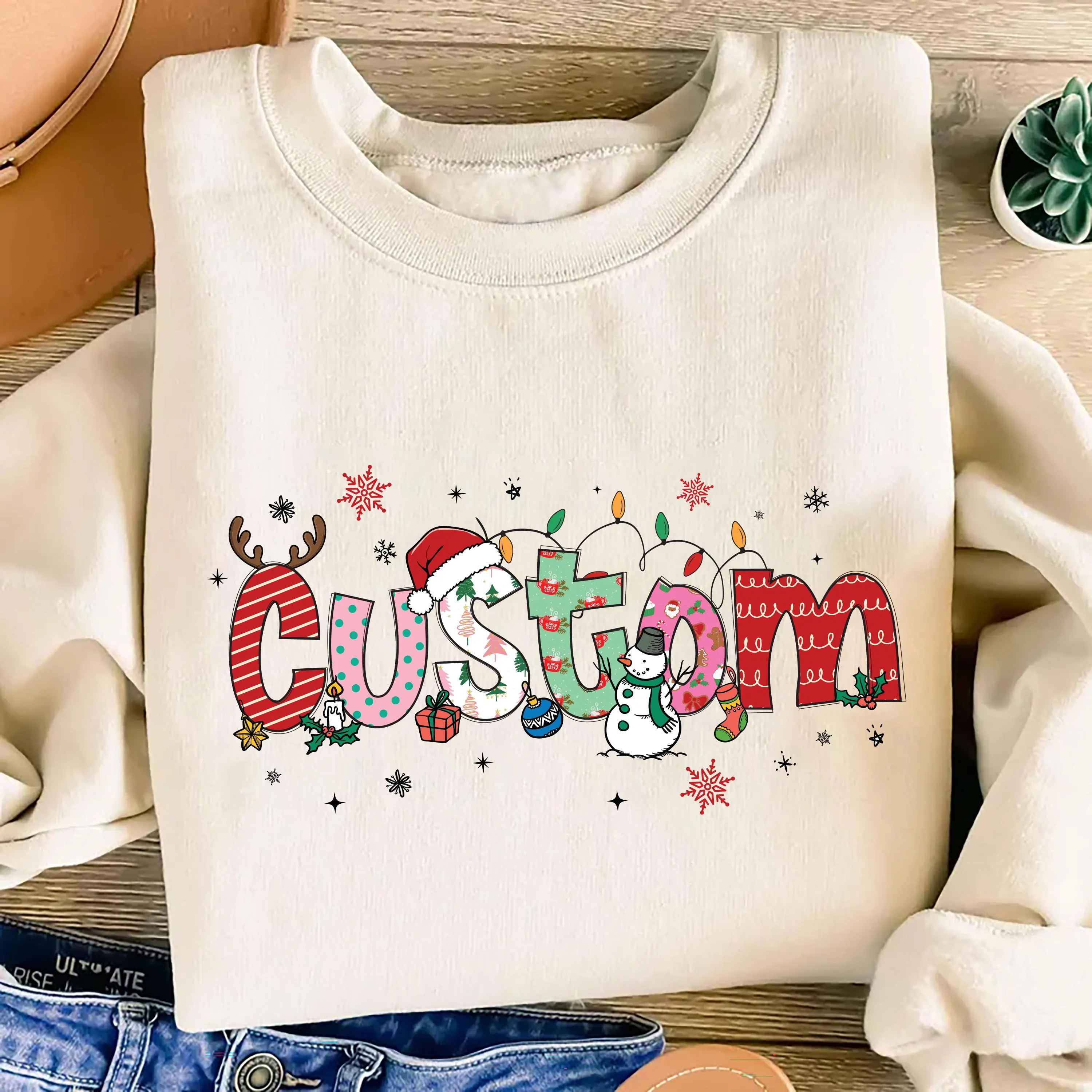 Personalized Christmas Sweatshirt, Christmas Name Shirt, Custom Alphabet Christmas Tee, Girls Name Christmas Shirt, Unisex Holiday Shirt - image 4