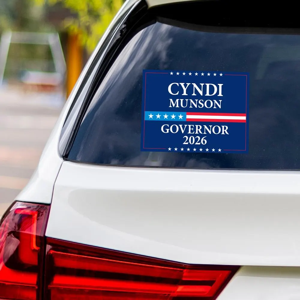 Cyndi Munson For Oklahoma Governor 2026 Vinyl Sticker, Vote Cyndi Munson, Oklahoma Governor Elections 2026 Bumper Sticker 6" x 4.5"