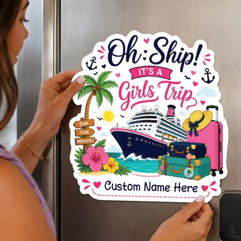 Personalized Girls Trip Cruise Door Magnet, Custom Name Cruise Magnet, Bachelorette Cabin Door Decor, Girls Vacation Gift, Cruise Keepsake - image 4