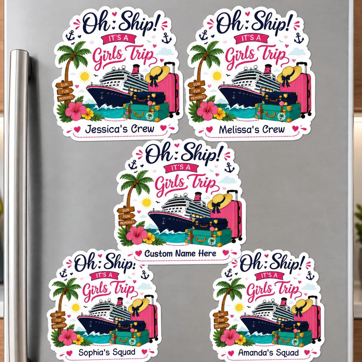 Personalized Girls Trip Cruise Door Magnet, Custom Name Cruise Magnet, Bachelorette Cabin Door Decor, Girls Vacation Gift, Cruise Keepsake - image 3