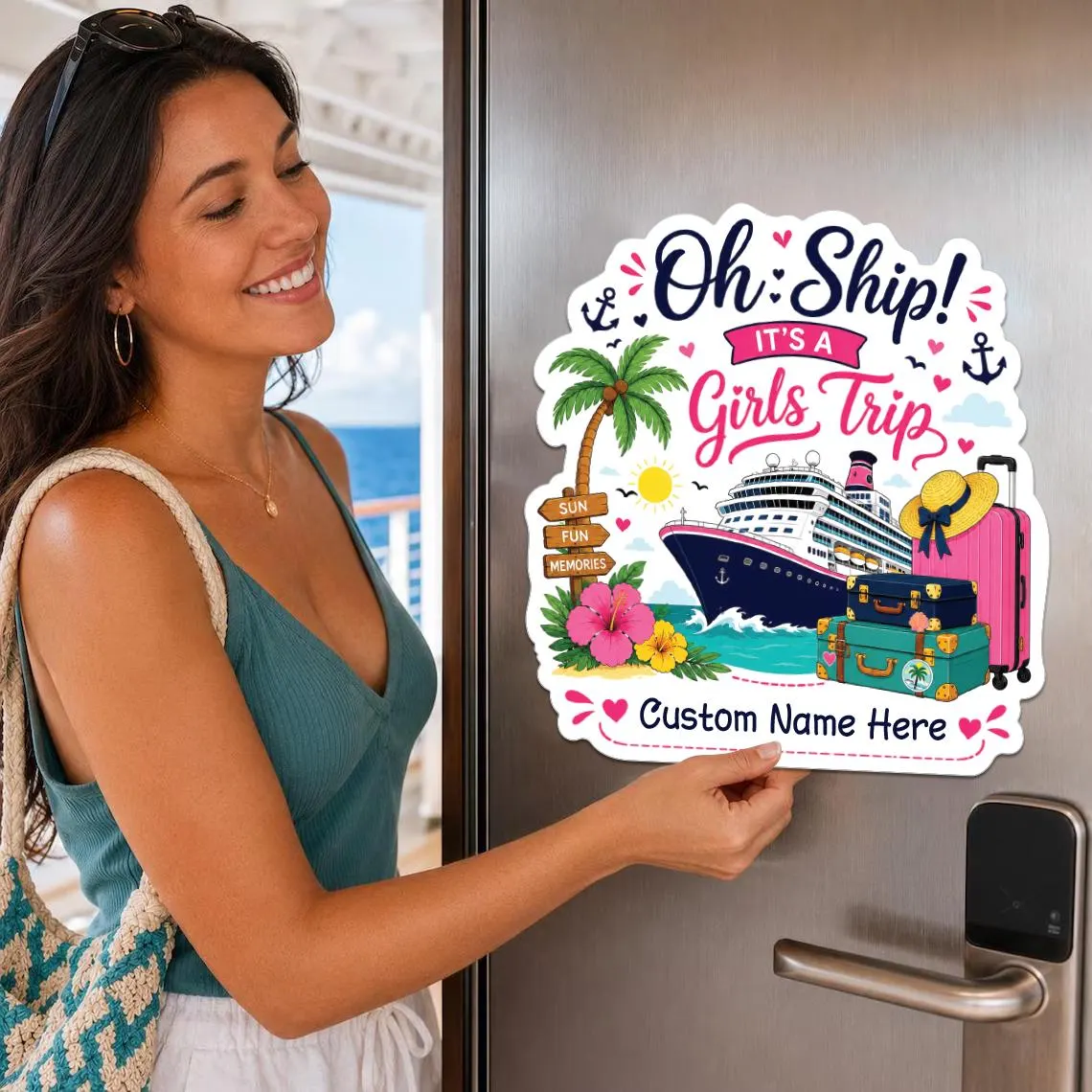 Personalized Girls Trip Cruise Door Magnet, Custom Name Cruise Magnet, Bachelorette Cabin Door Decor, Girls Vacation Gift, Cruise Keepsake - image 5