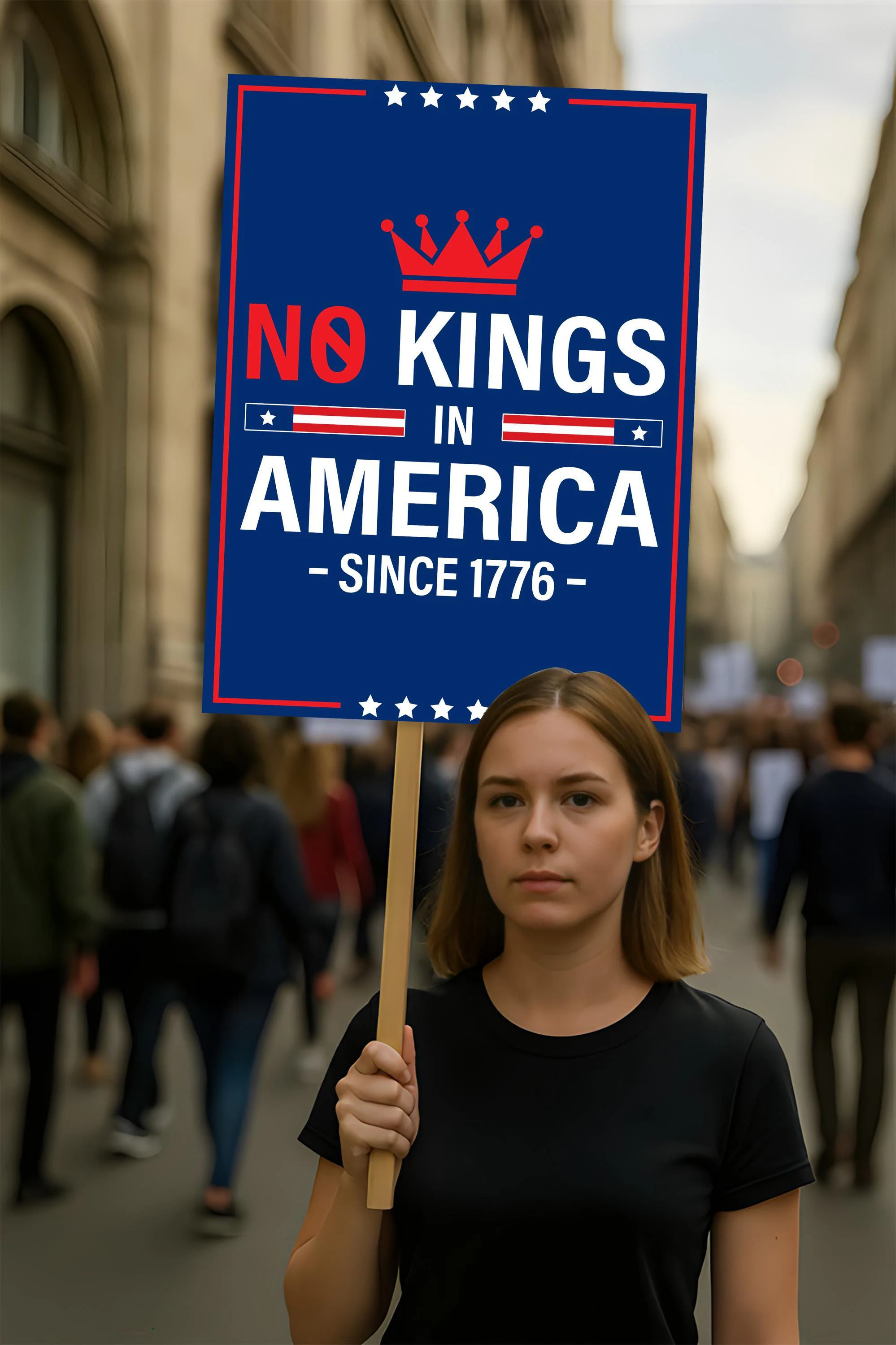 No Kings In America Protest Sign, Anti-Trump Resistance, Political Activist Poster, Rally Sign, Resist Fascism Protest Poster - image 4