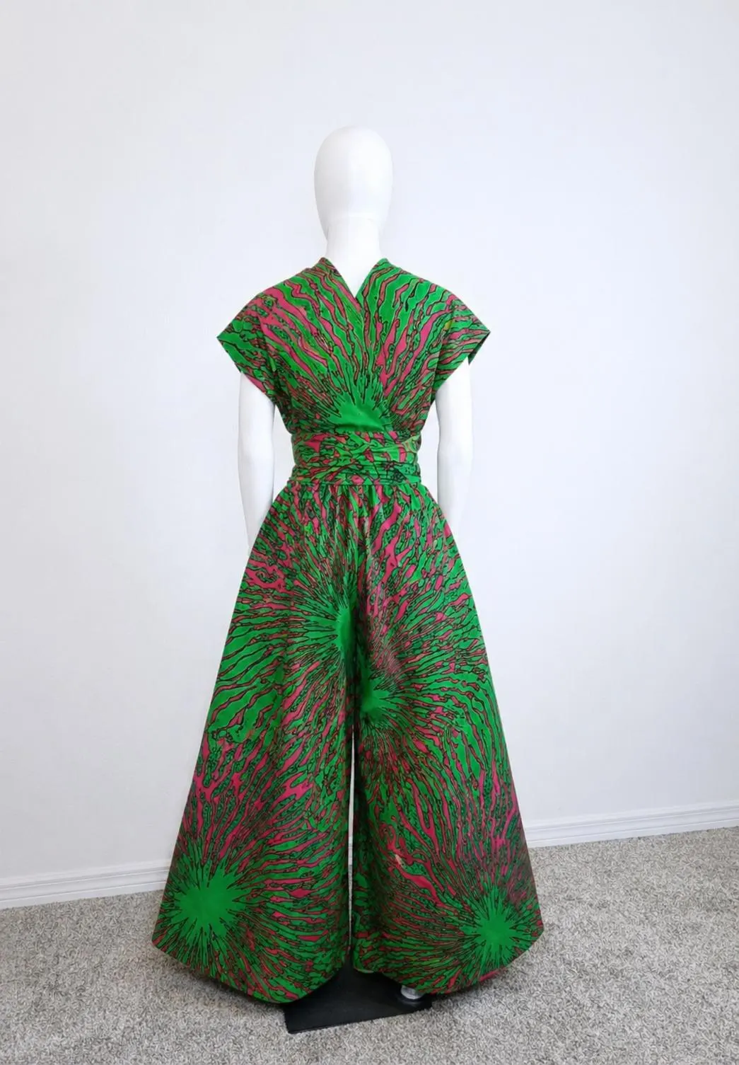 African Print Infinity Long Maxi Dress: Women Convertible Infinity Cotton Skirt or Palazzo Pants Jumpsuit Jumper w/ Headwrap Scarf - image 3