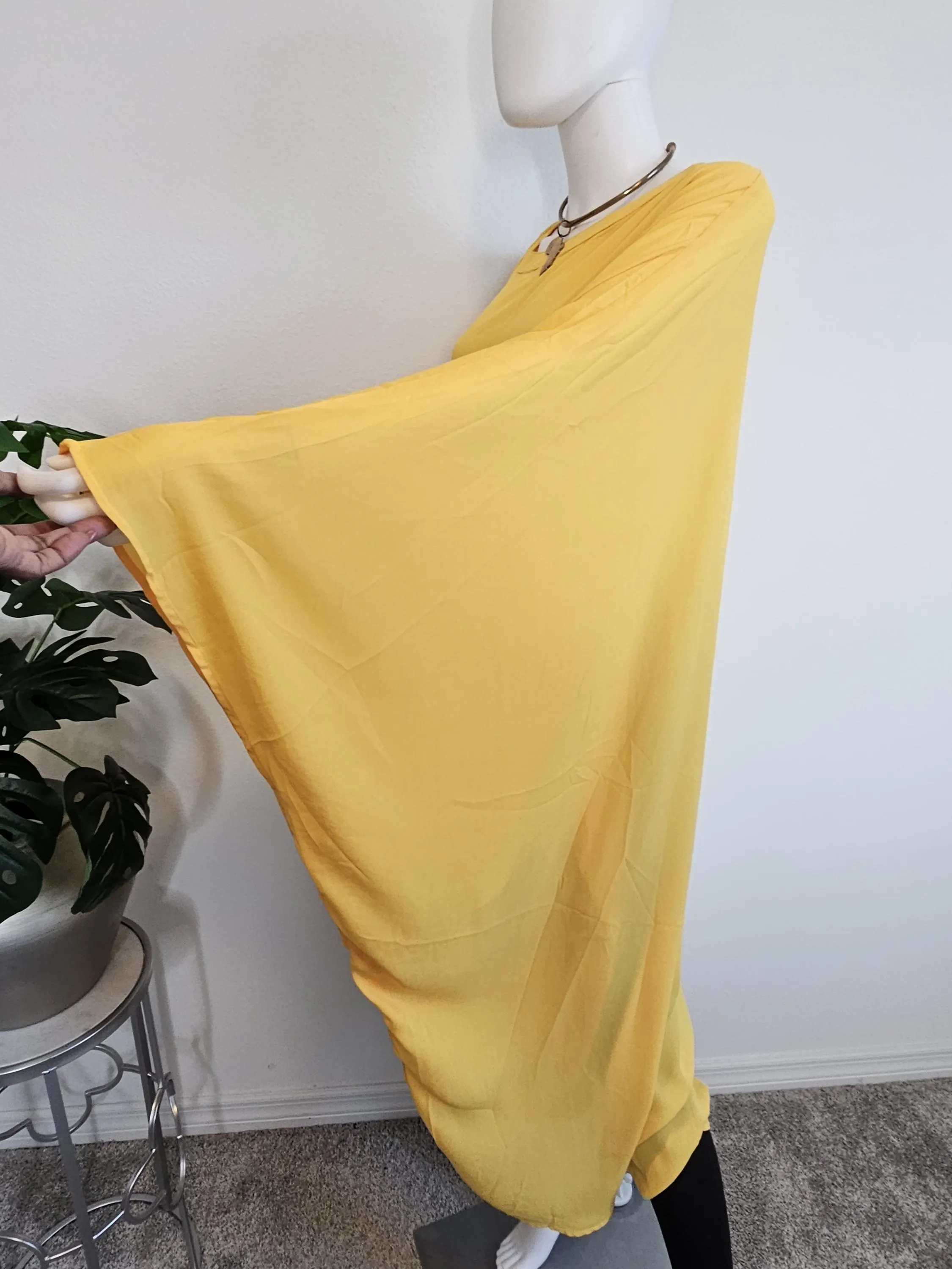 Chiffon Kimono Kaftan Poncho with faux leather pockets - image 4