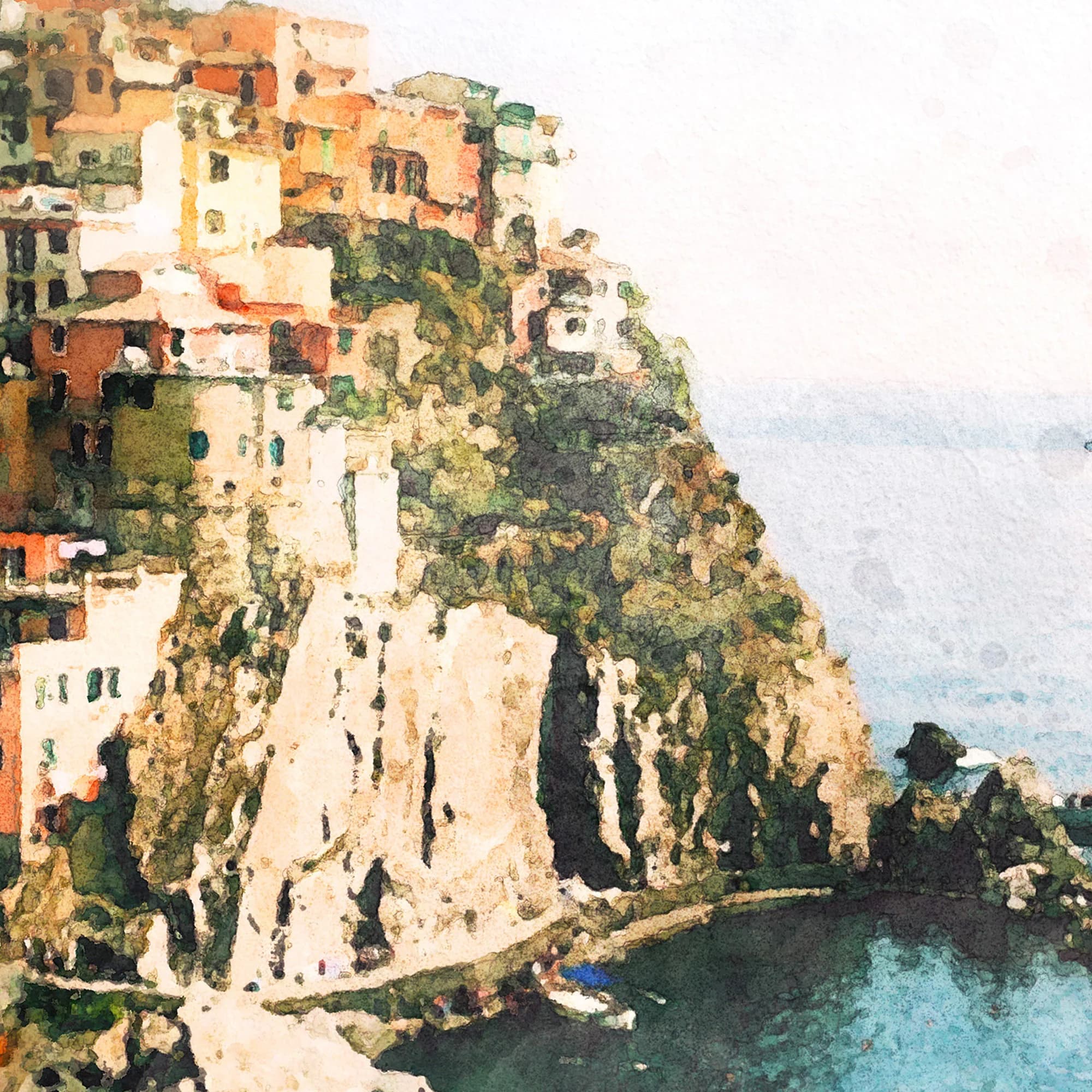 Samsung Frame TV Art, Cinque Terre Painting, Manarola Italy, Watercolor Italy Art, Coastal Samsung Art, Europe Digital Art, Tv Download - image 4