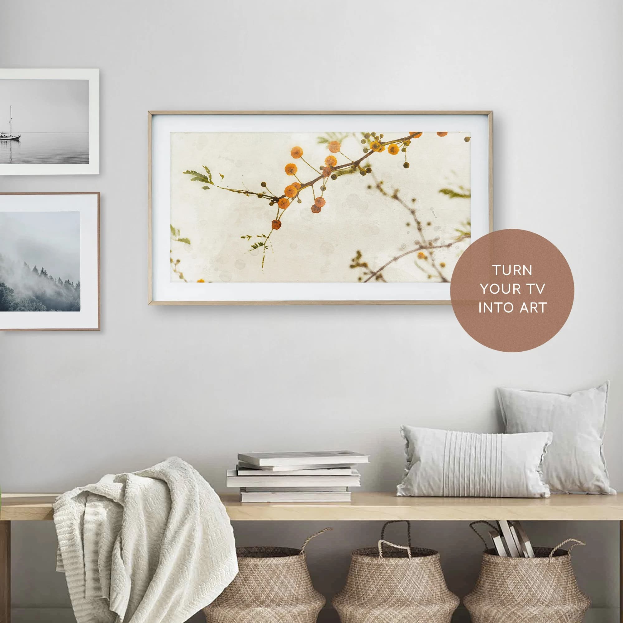 Samsung Frame TV Art, Watercolor Flower Art, Botanical Painting, Floral Tv Art, Farmhouse Decor, Fall Winter Season, Samsung Digital Art Tv - image 3