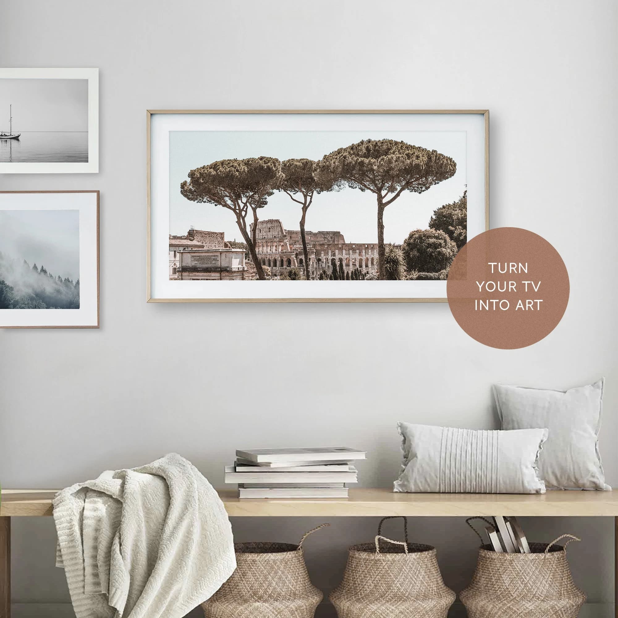 Samsung Frame TV Art, Colloseum Tv Art, Italy Frame Tv, Stone Pine Tree, Italy Wall Art, Colosseum Digital Art, Mediterranean Decor - image 3