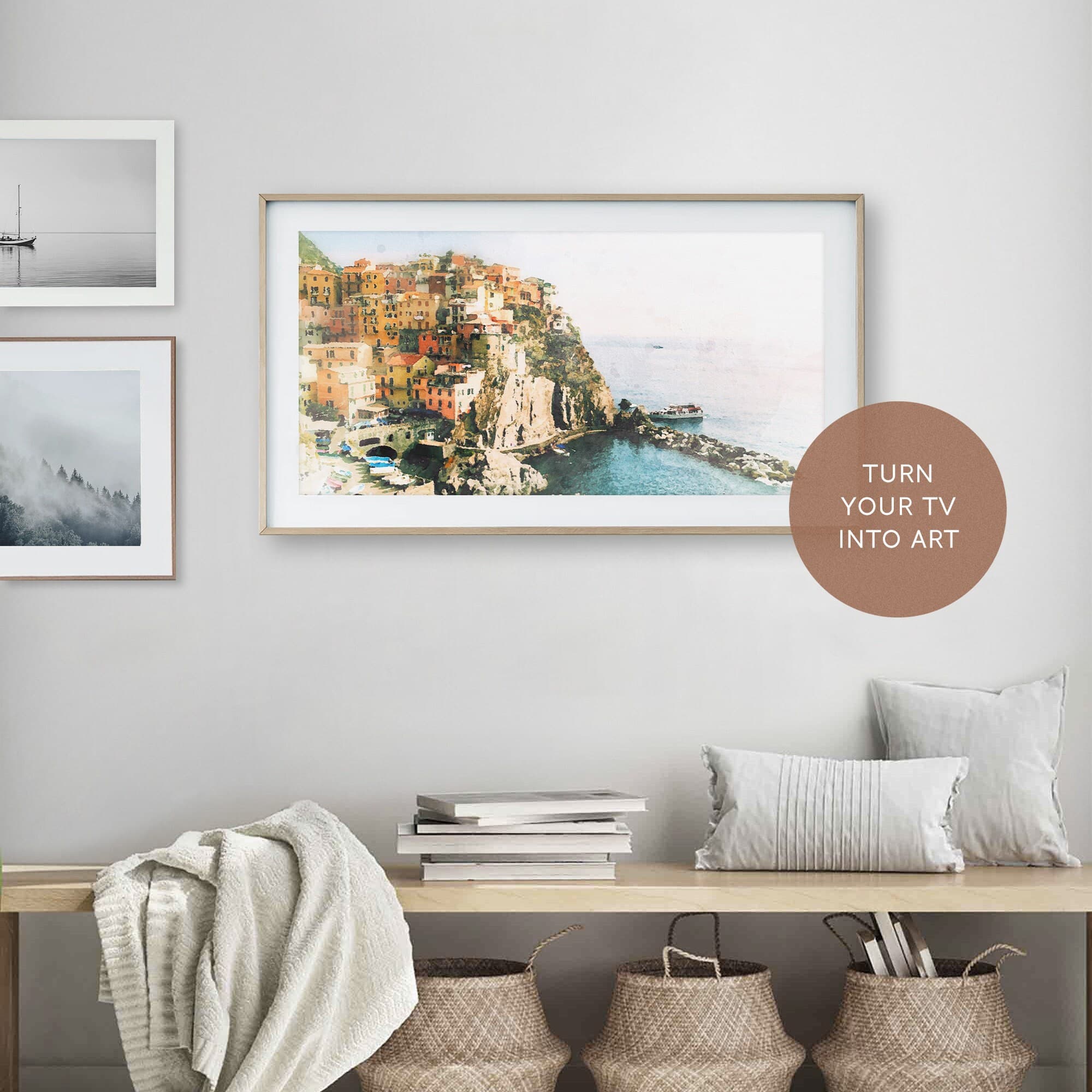 Samsung Frame TV Art, Cinque Terre Painting, Manarola Italy, Watercolor Italy Art, Coastal Samsung Art, Europe Digital Art, Tv Download - image 3