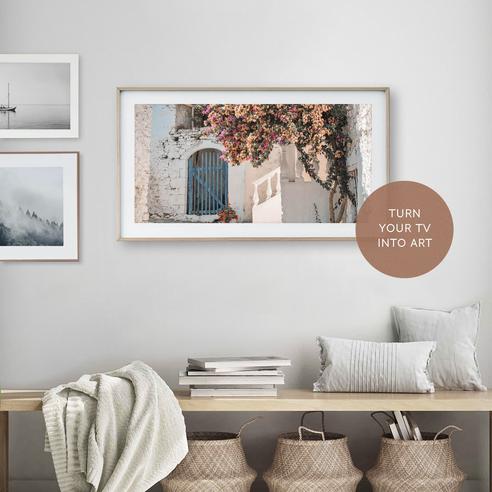Samsung Frame TV Art, Greece Photo, Summer Vibe, Europe Travel, Farmhouse Decor, Mediterranean Sea, Old Town Blue Door, Download For Tv - image 3