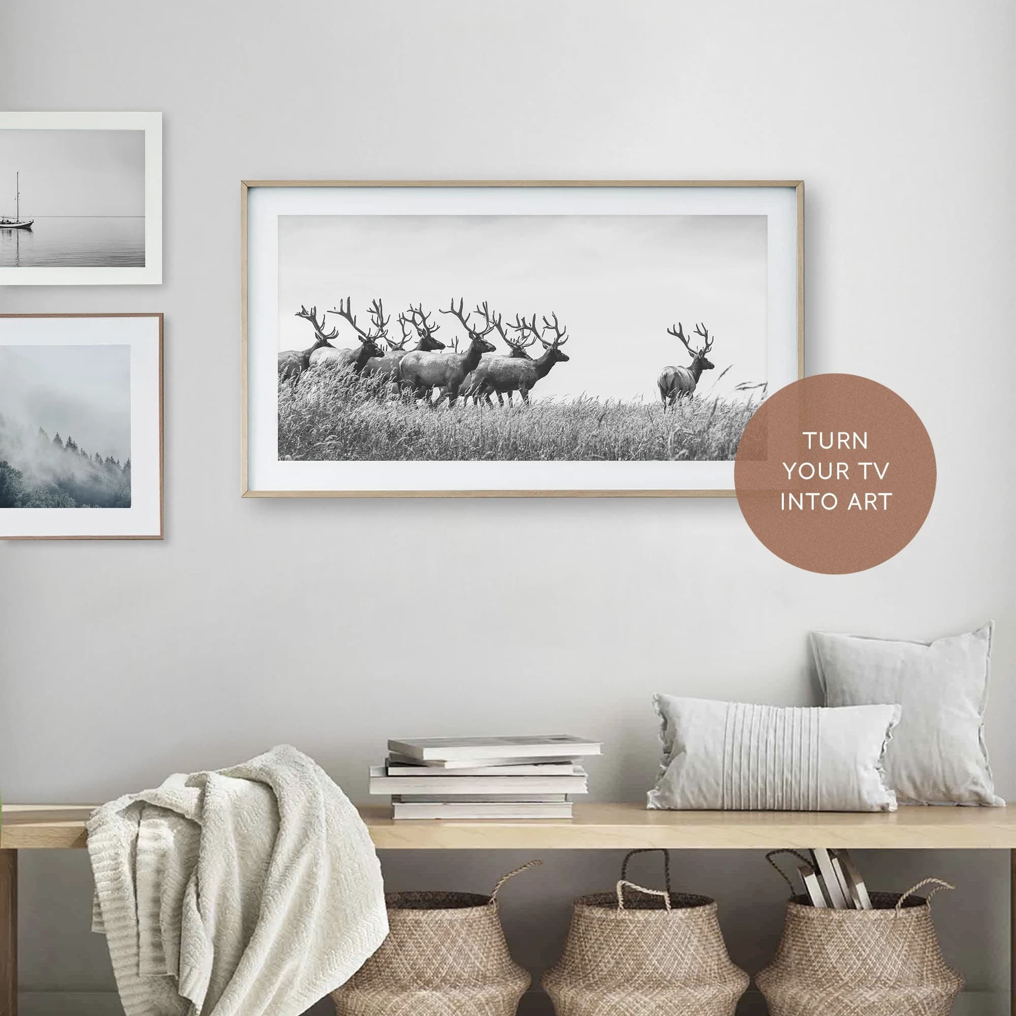 Samsung Frame TV Art, Modern Farmhouse, Winter Art, Digital Christmas Art, Reindeer Tv Art, Woods Wildlife, Fall Nature Tv Art, Cabin TV Art - image 3