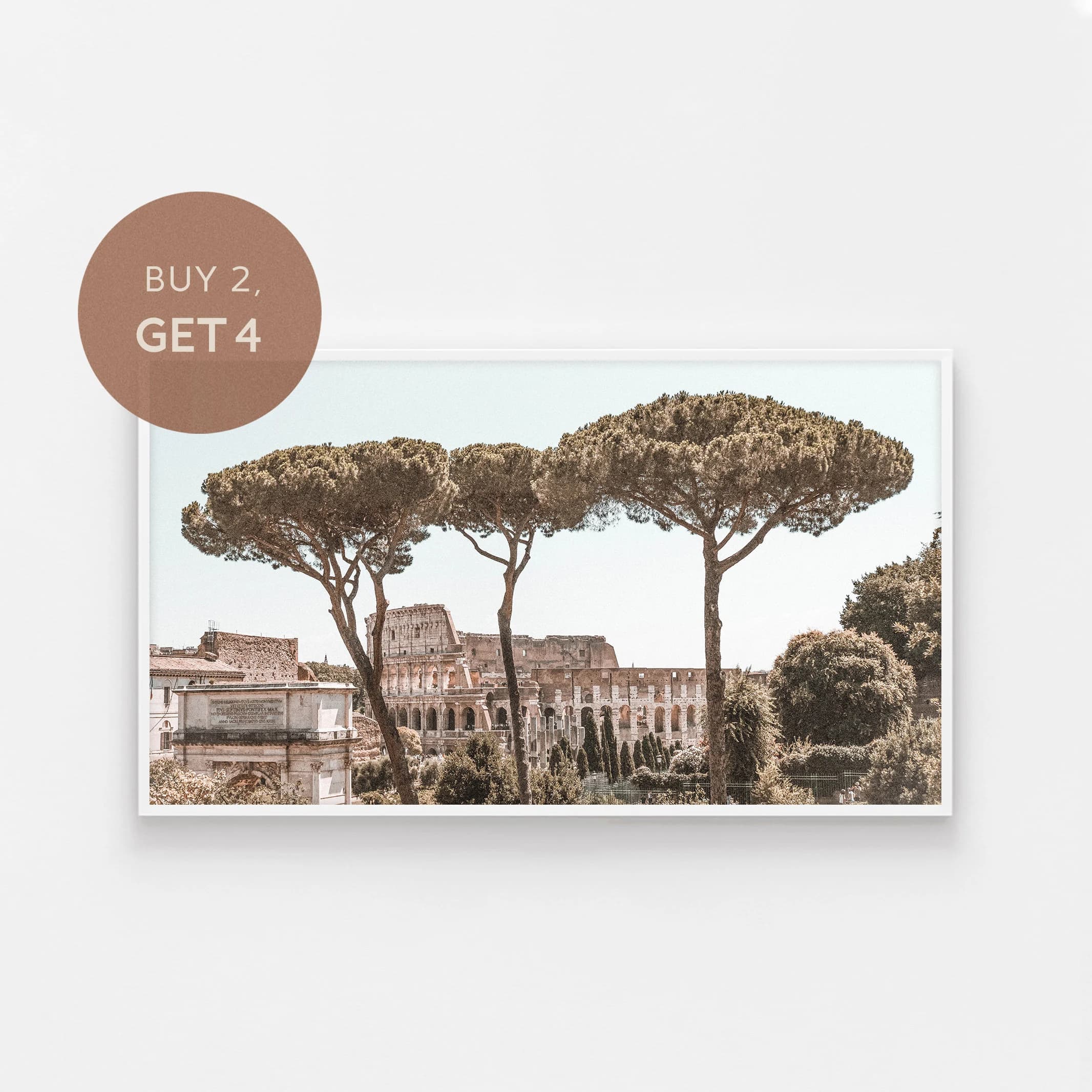 Samsung Frame TV Art, Colloseum Tv Art, Italy Frame Tv, Stone Pine Tree, Italy Wall Art, Colosseum Digital Art, Mediterranean Decor