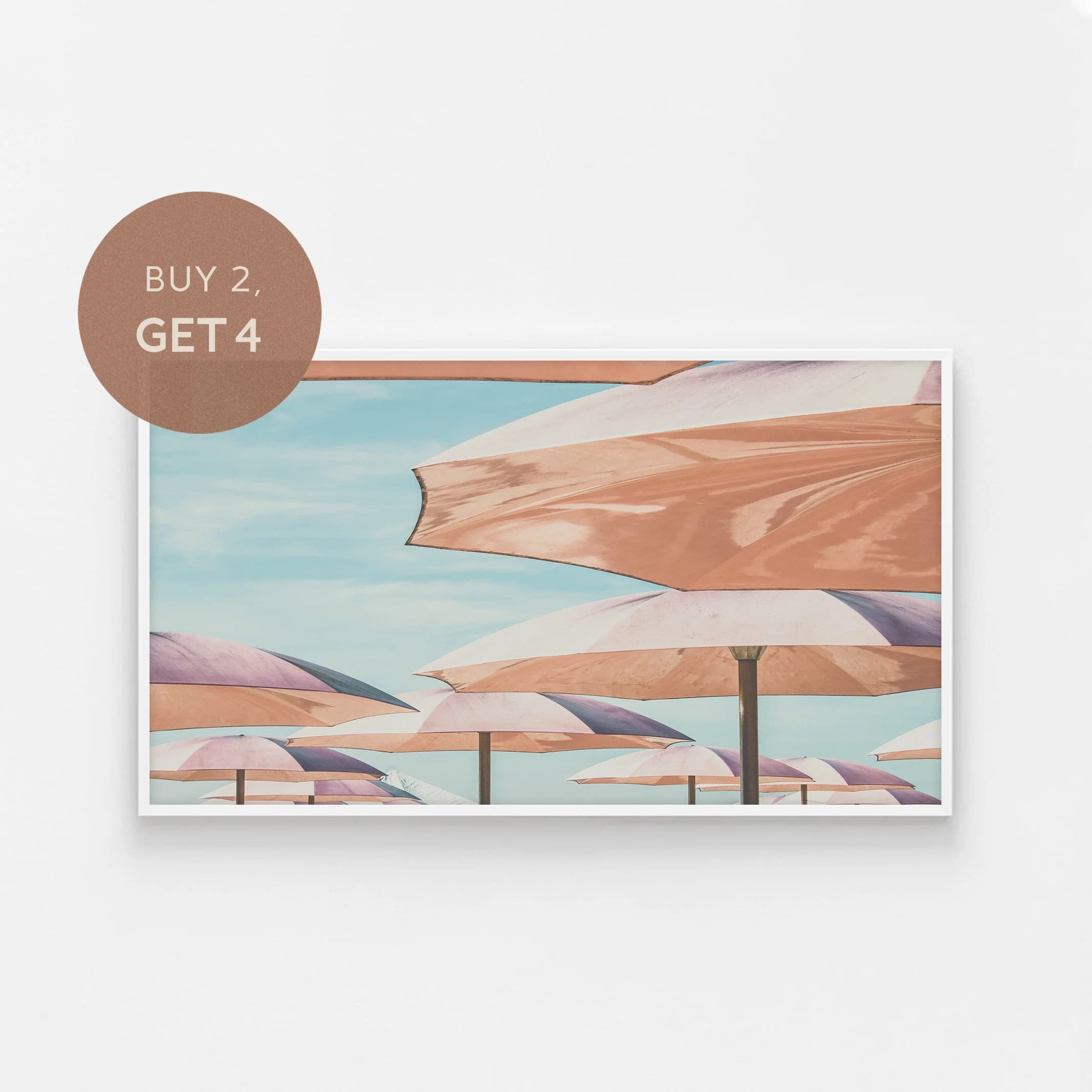 Samsung Frame TV Art, Beach Umbrellas, Coastal Digital Art, Beach Photo, Frame Tv Minimalist, Neutral Tones, Modern Tv Art, Summer Tv Art