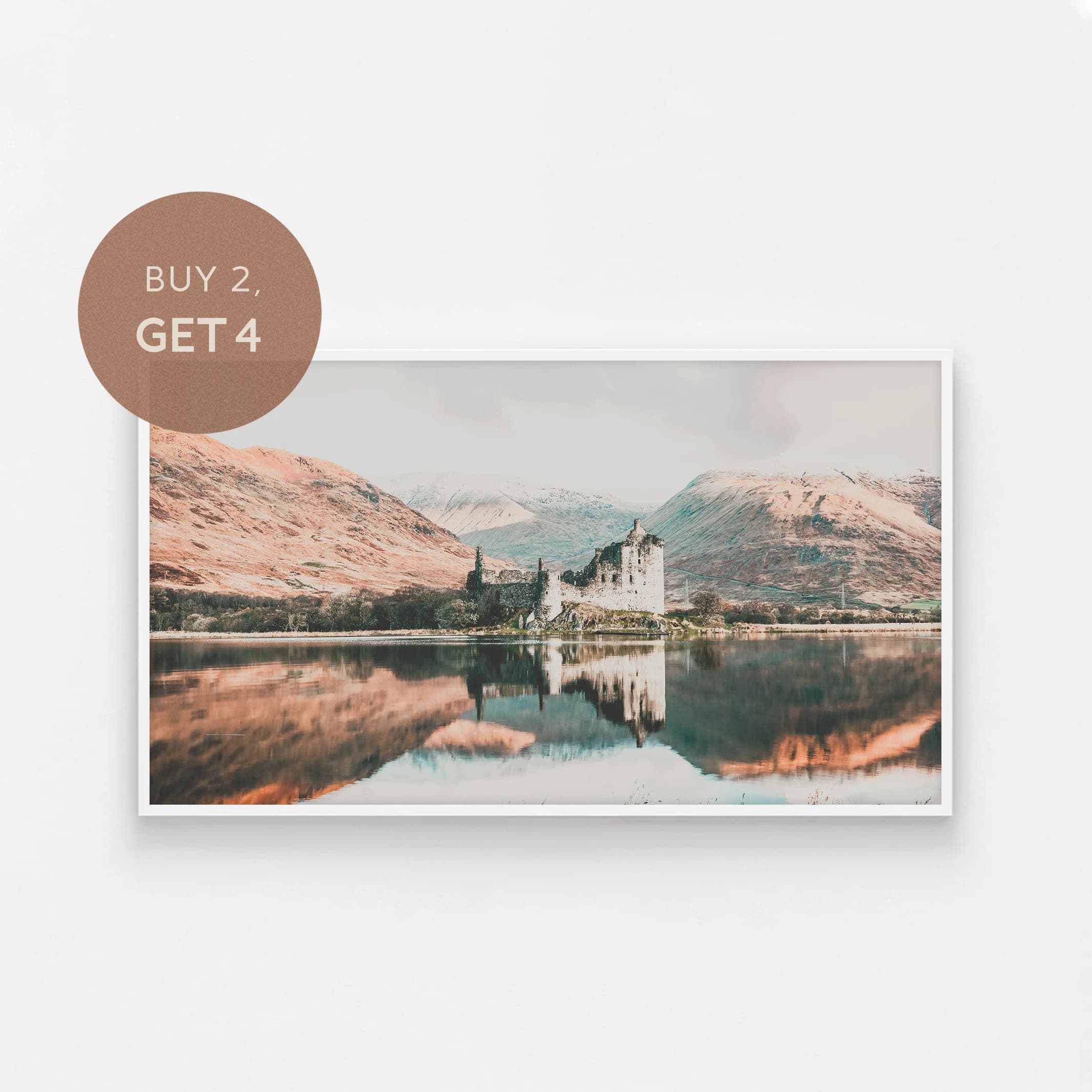 Samsung Frame Tv Art, Kilchurn Castle Loch Awe, Scotland Landscape, Castle Photo, Europe Travel Photo Lake Reflection, Medieval Architecture