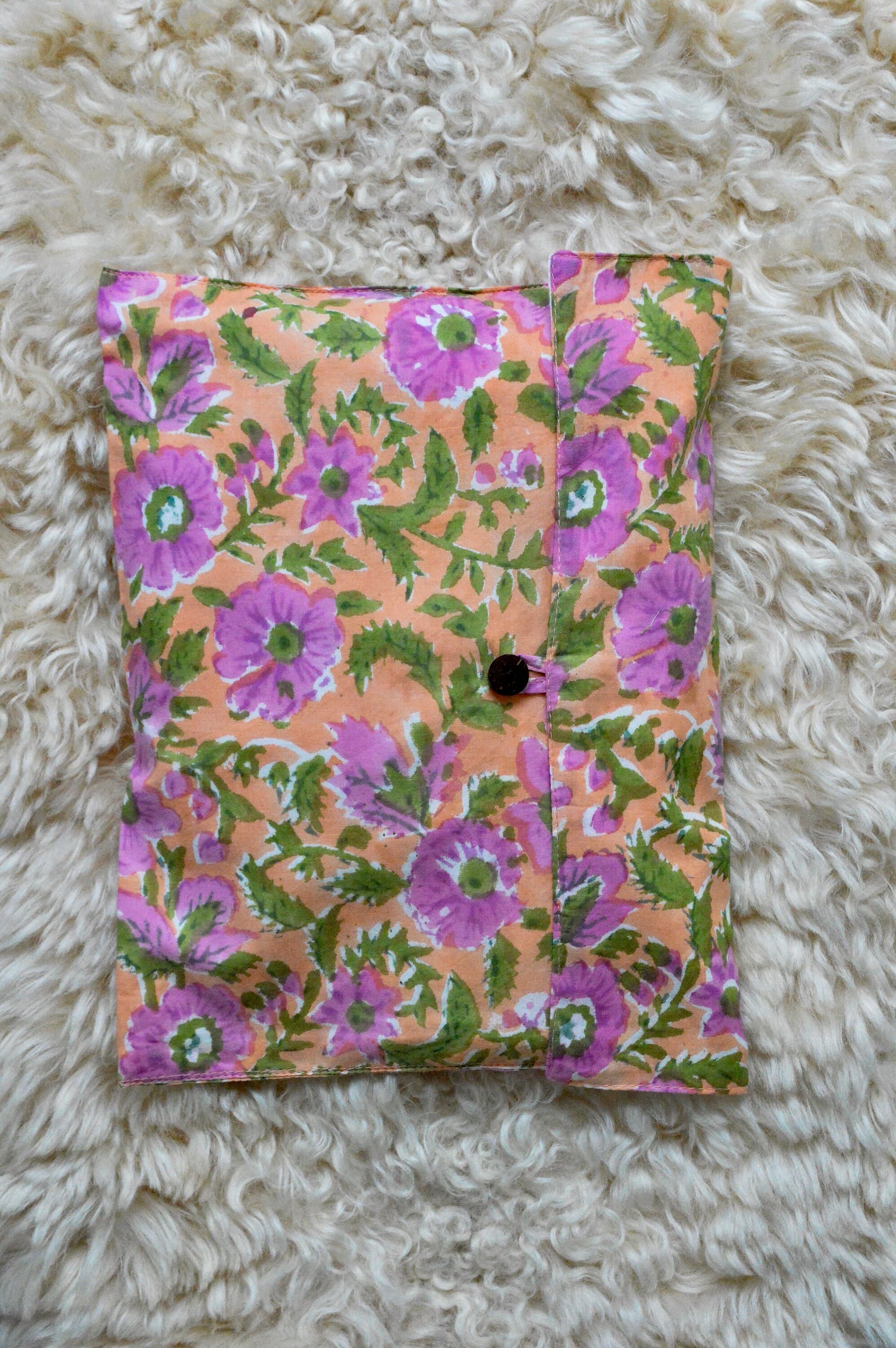Hand Block Printed Organic Cotton Pajama Set, Peach Floral PJs - image 5