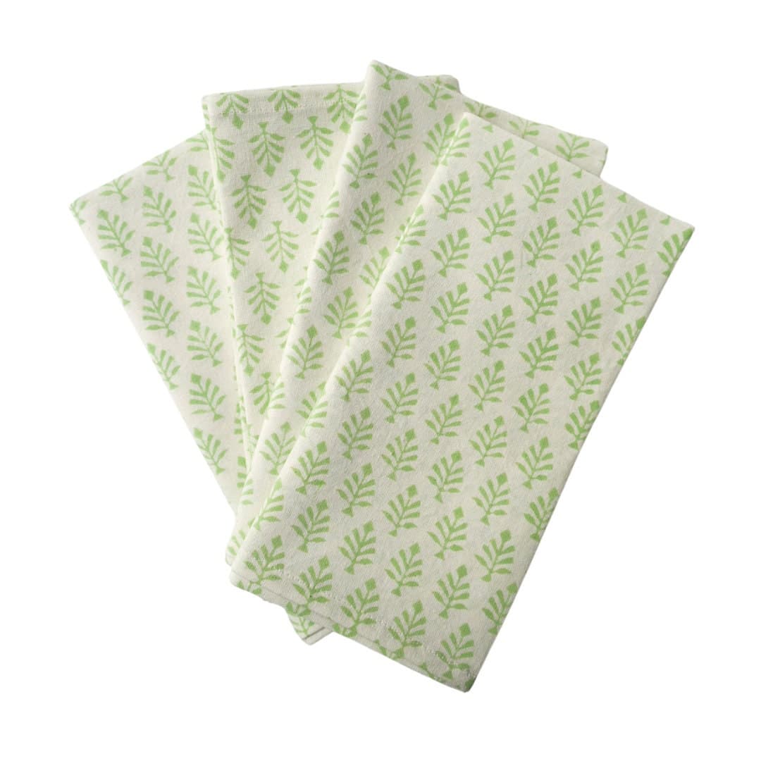 Hand Block Print Cloth Napkins Set of 4, Botanical Cotton Table Linens - image 4