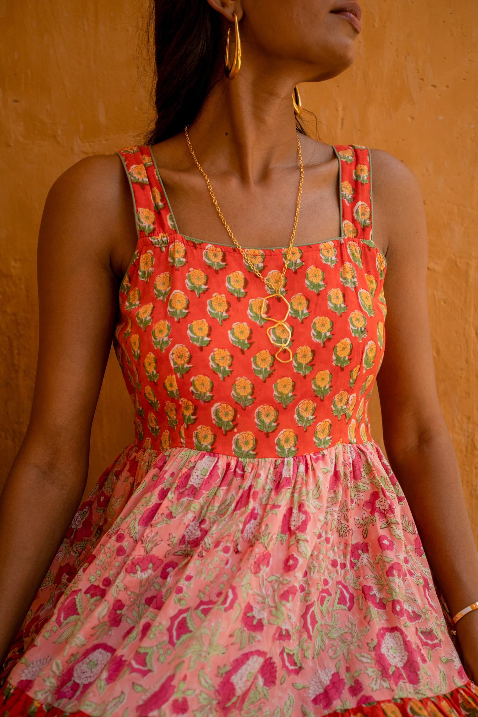 Hand Block Printed Maxi Dress, Organic Cotton Floral Sundress - image 3
