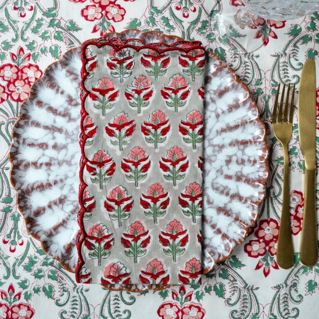 Hand Block Print Napkins (Set of 2) – Floral Organic Cotton Table Linens