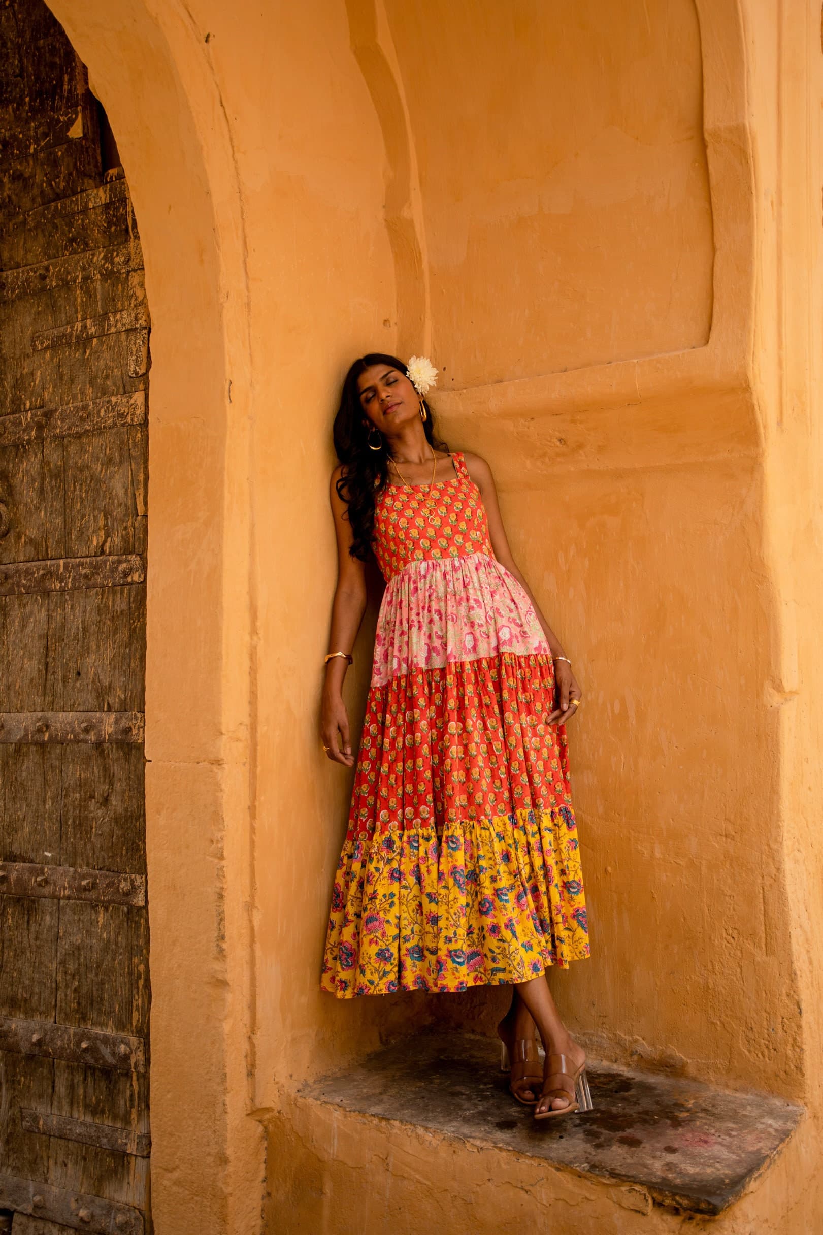 Hand Block Printed Maxi Dress, Organic Cotton Floral Sundress - image 4